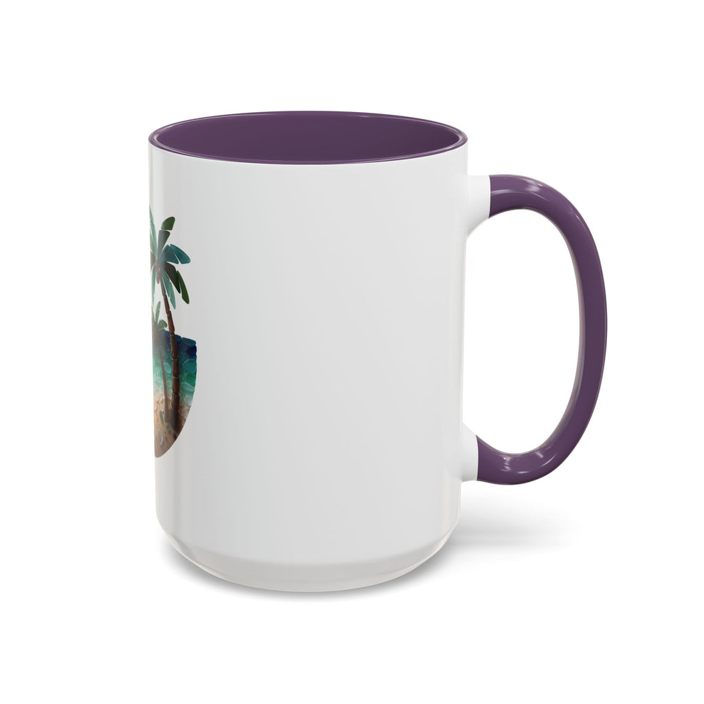 Sunset Beach Coffee Mug — Tropical Palm Ocean Sunrise Accent Mug (11/15oz)