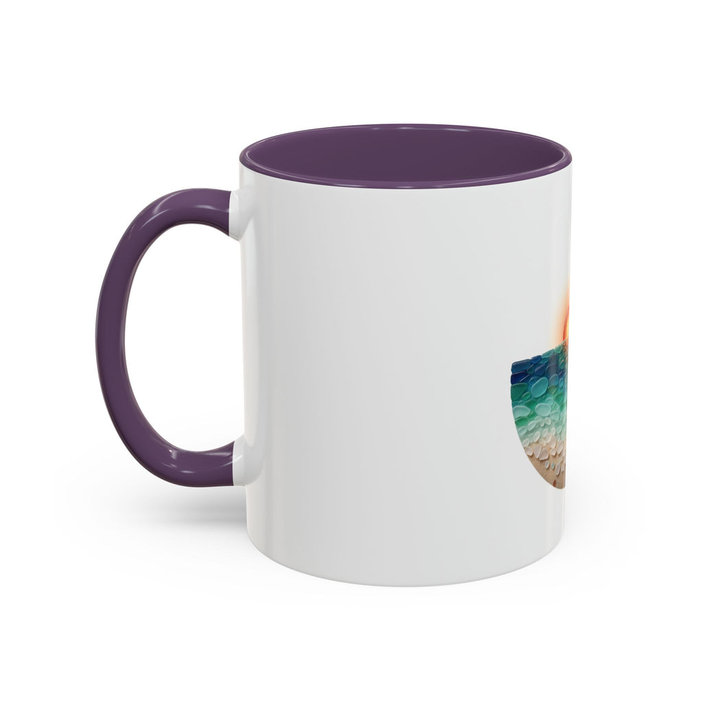 Sunset Beach Coffee Mug — Tropical Palm Ocean Sunrise Accent Mug (11/15oz)