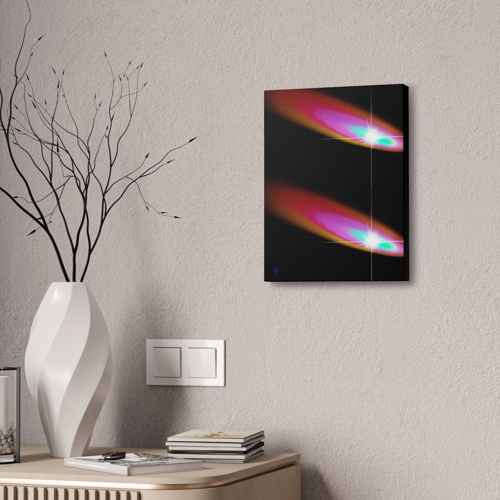Abstract Neon Comet Canvas — Vibrant Turquoise & Pink Stretched Wall Art (1.5" Depth)