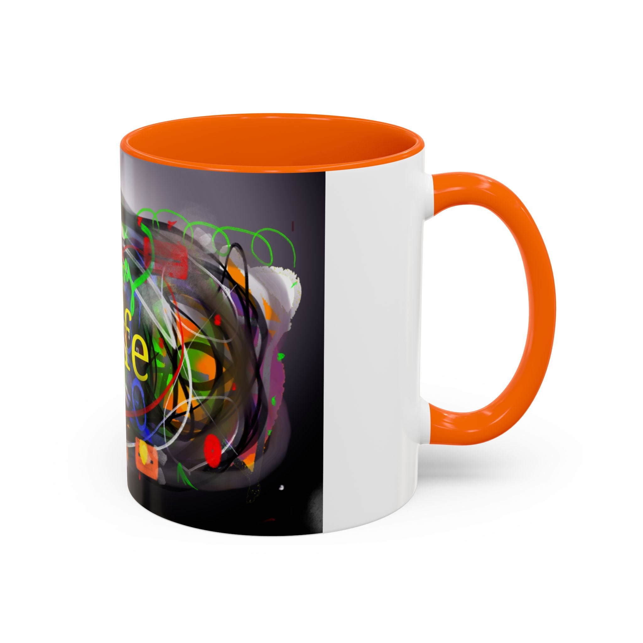 Abstract 'Live Your Life' Accent Coffee Mug — Colorful Artistic Ceramic Mug (11/15oz)