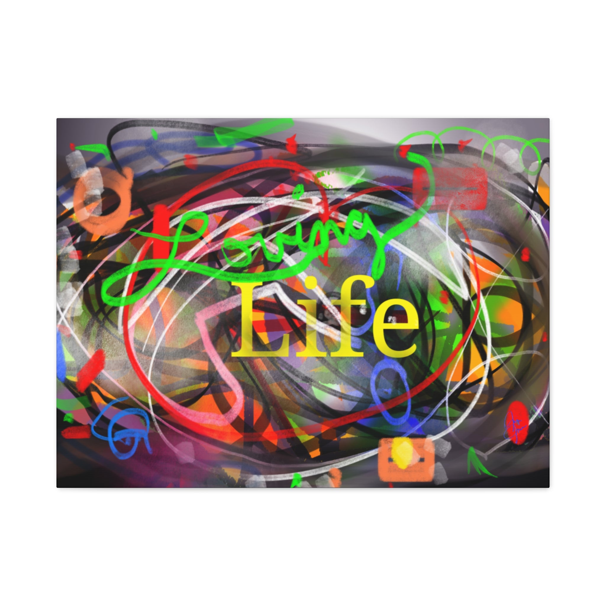 Loving Life Abstract Canvas Wall Art – Colorful Modern Stretched Matte Print
