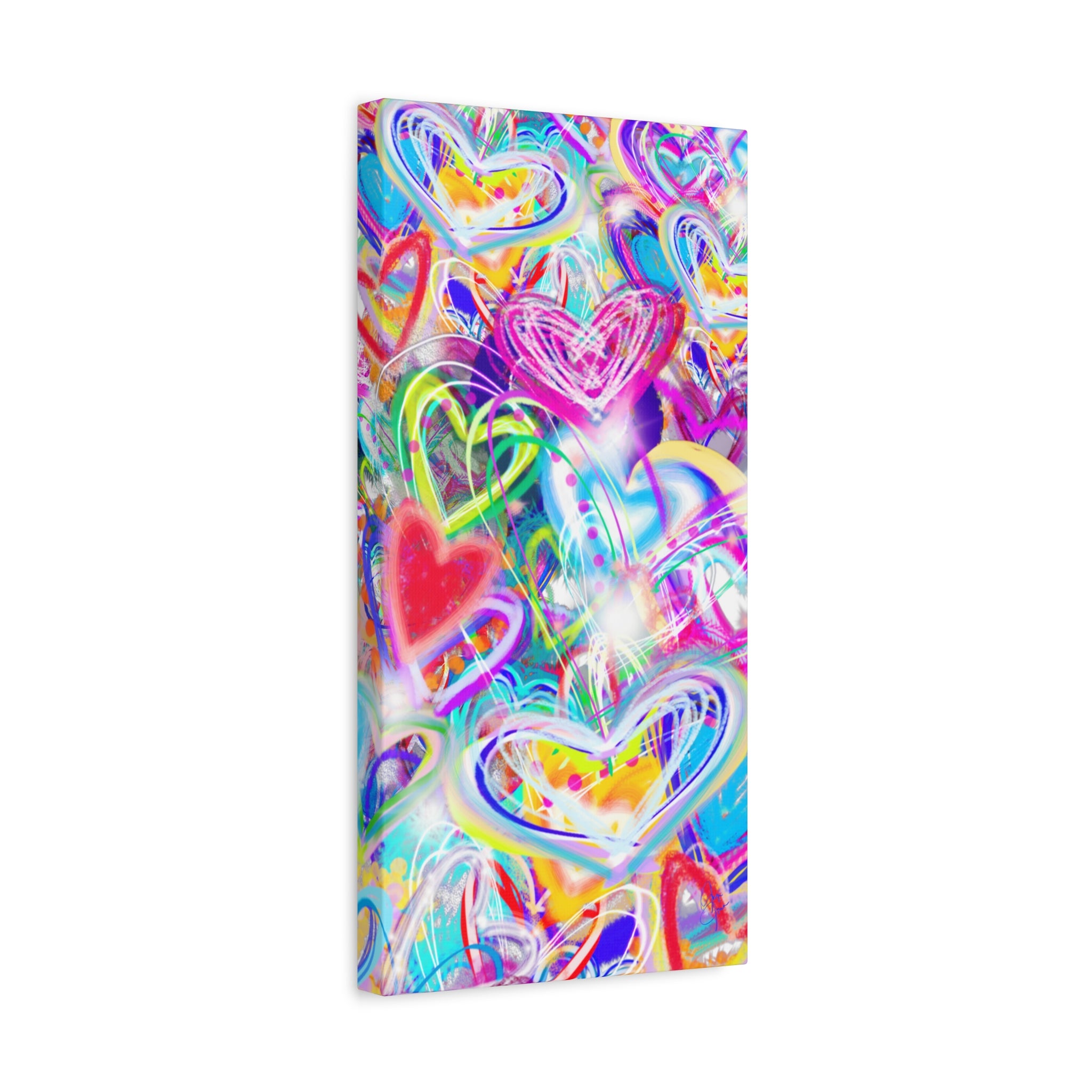 Colorful Heart Graffiti Matte Canvas