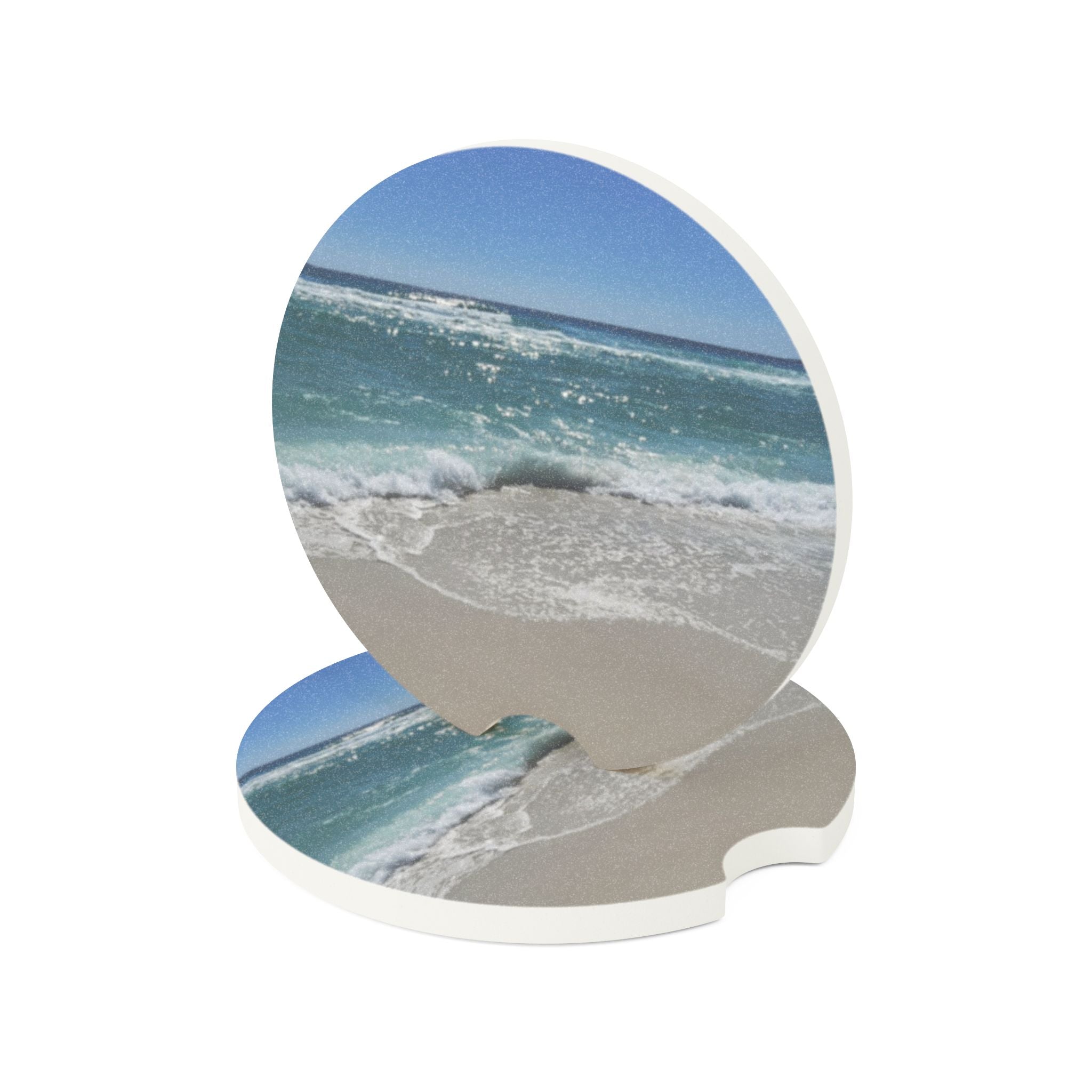 Beach Vibes Soapstone Car Coaster - Ocean Wave Design-By Artist-Angie Jones