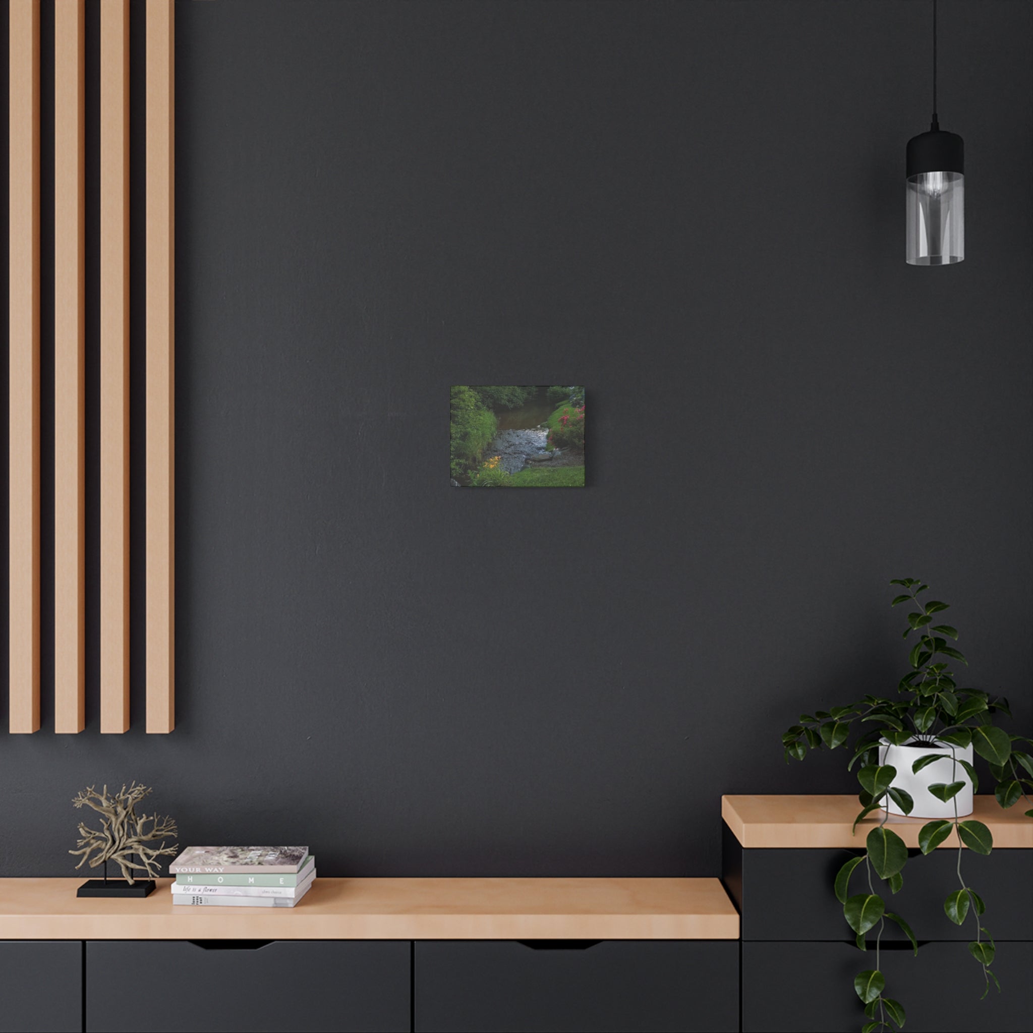Tranquil Stream Garden — Matte Stretched Canvas Wall Art