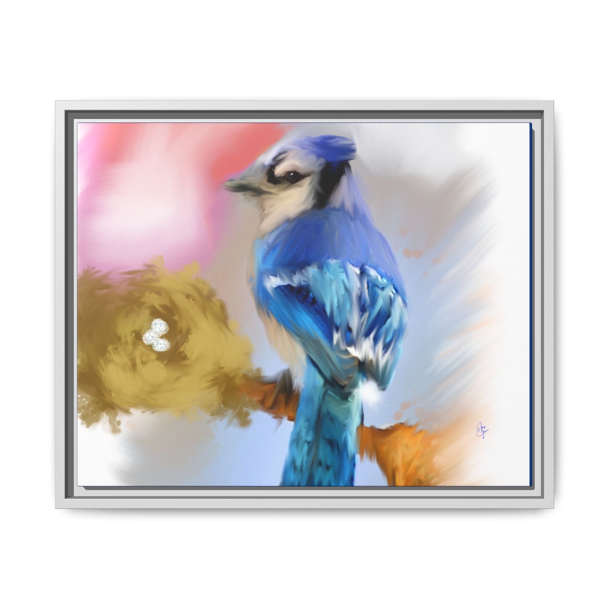 Blue Jay Art Print — Framed Matte Canvas Wall Art