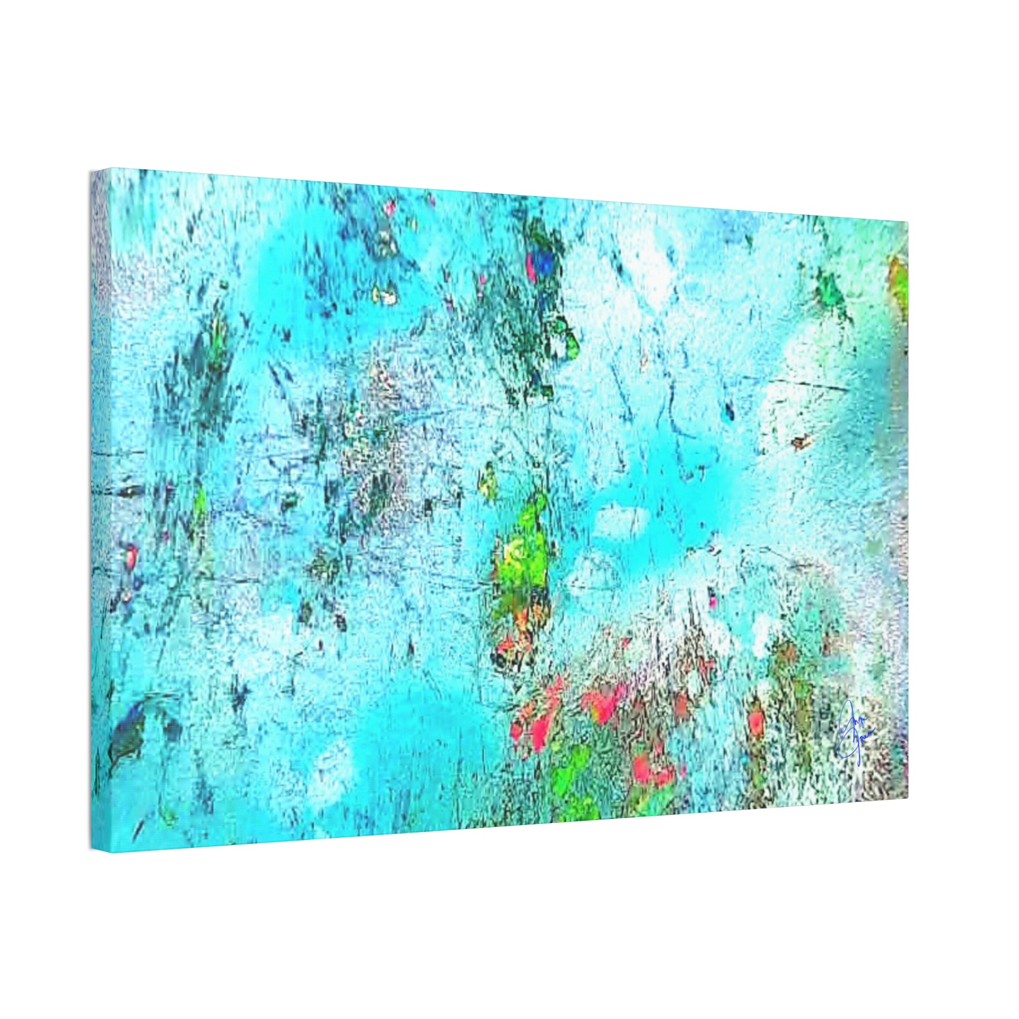 Abstract Aqua Texture Canvas