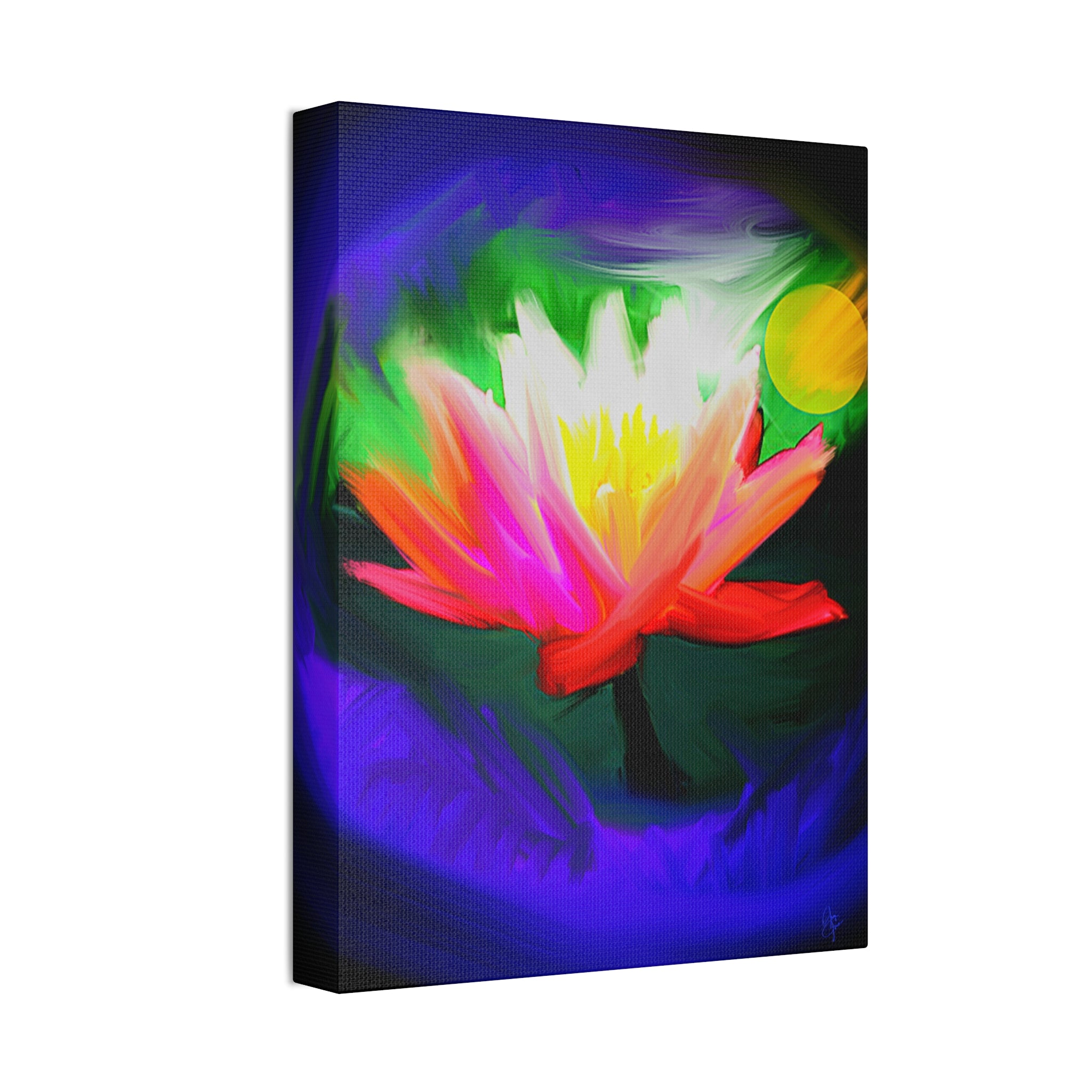 Vibrant Lotus Canvas Print — Bright Floral Stretched Wall Art