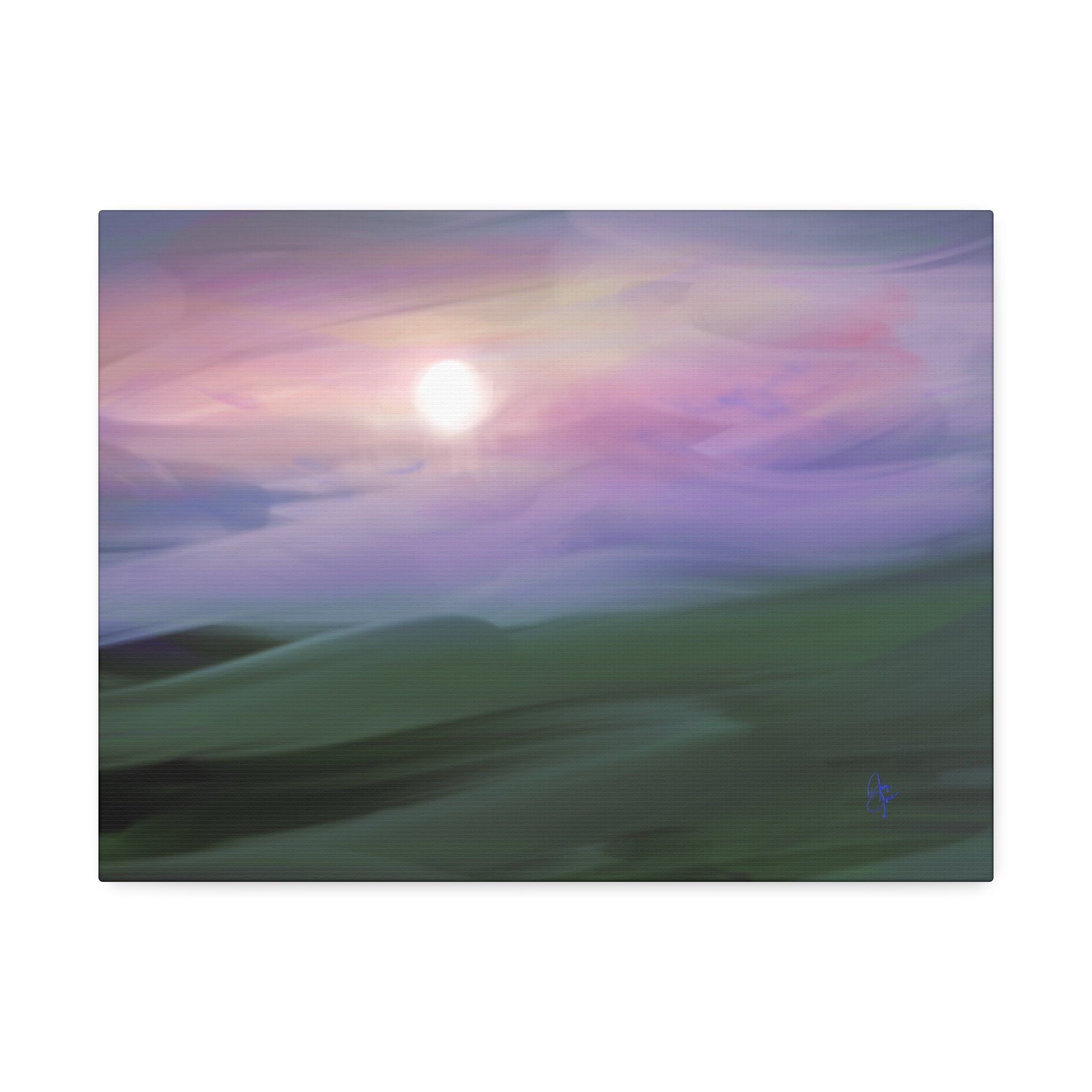 Sunrise Mist Landscape Canvas Print — Serene Pastel Wall Art