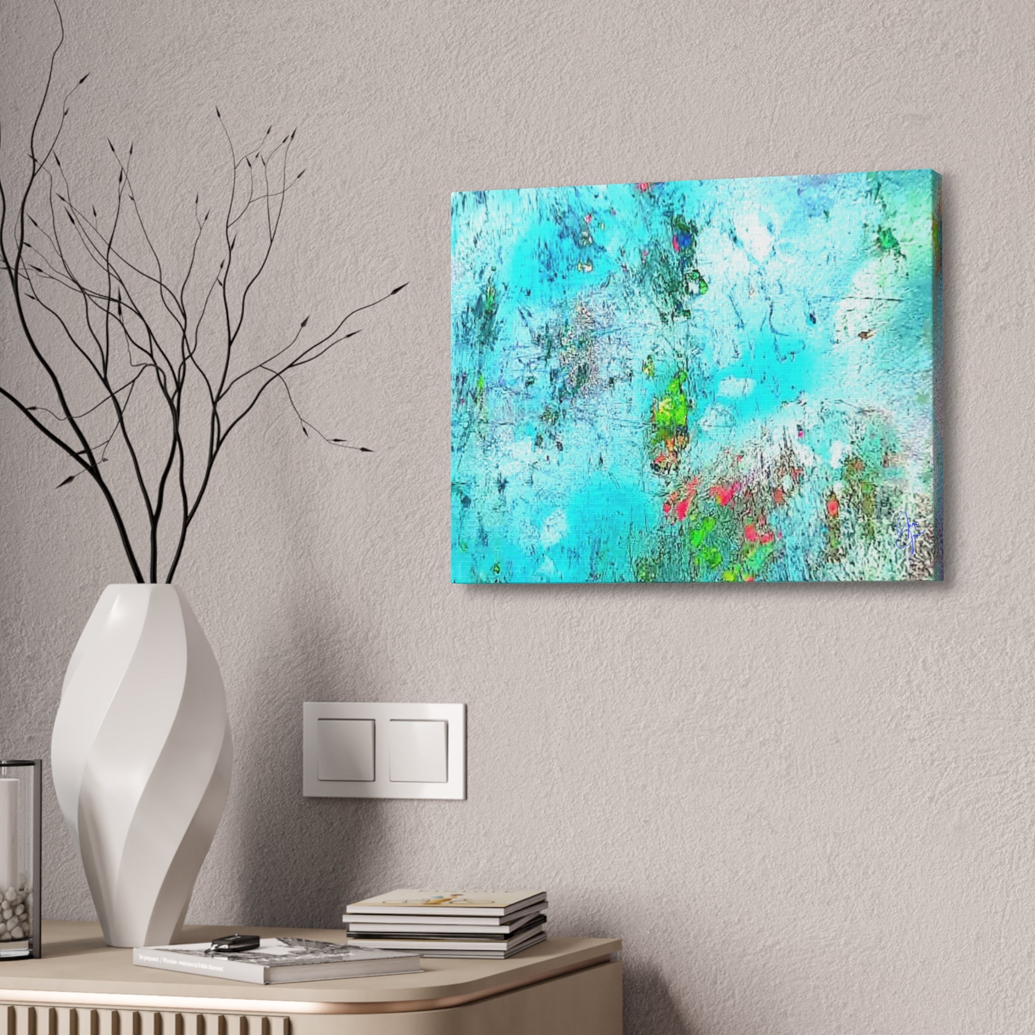 Abstract Aqua Texture Canvas