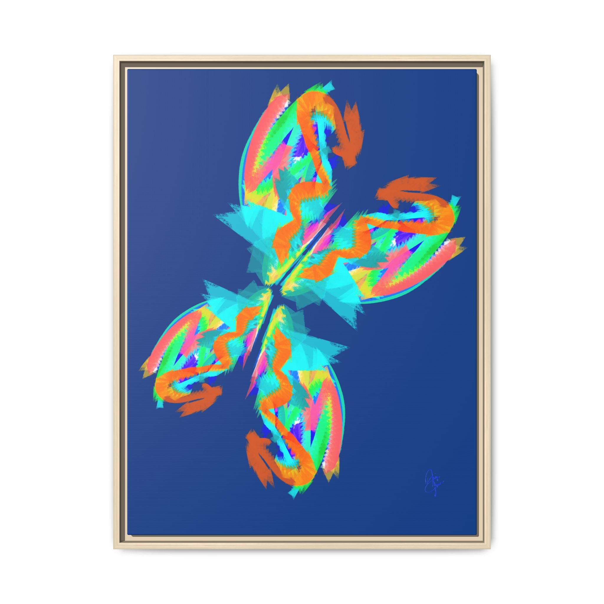 Framed Matte Canvas — Neon Abstract Butterfly Wall Art
