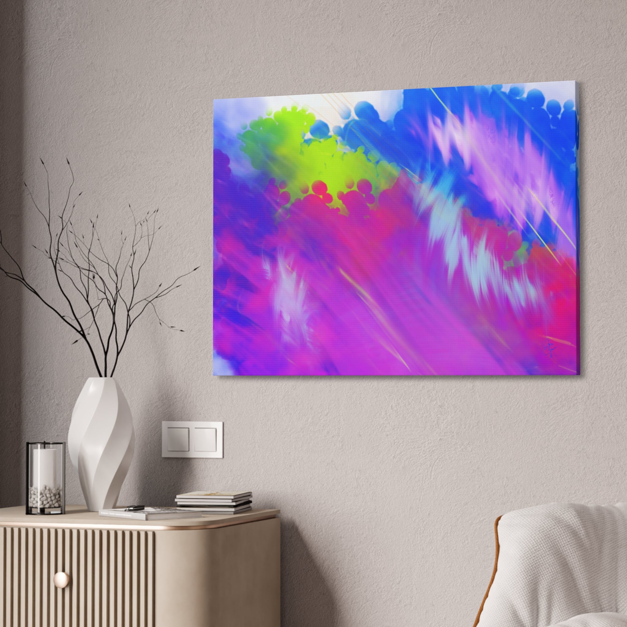 Abstract Neon Tie-Dye Canvas Print — Vibrant Rainbow Wall Art (Stretched 1.5")