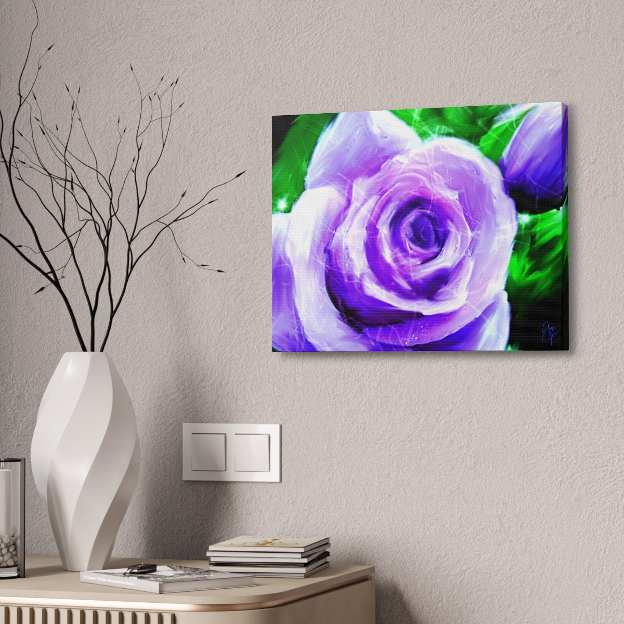 Purple Rose Canvas Print – Stretched 1.5" Floral Wall Art
