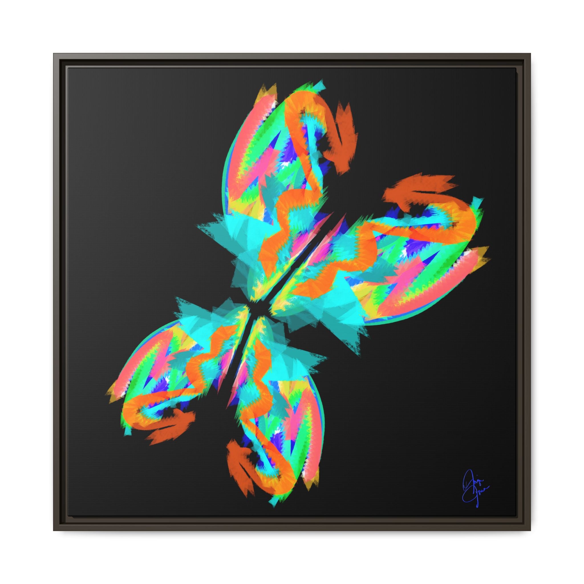 Framed Matte Canvas — Neon Abstract Butterfly Wall Art