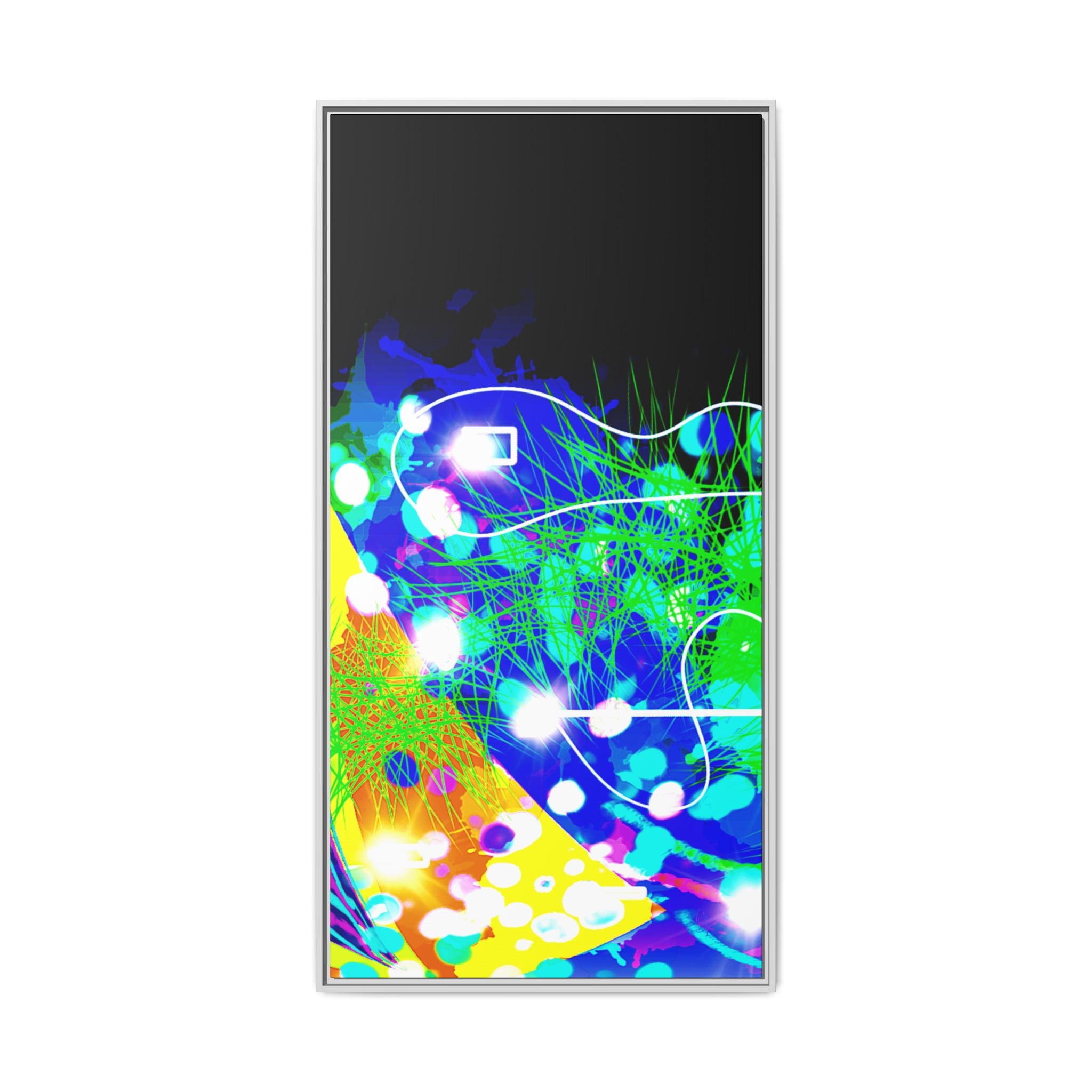 Abstract Neon Wave Matte Canvas Framed Art