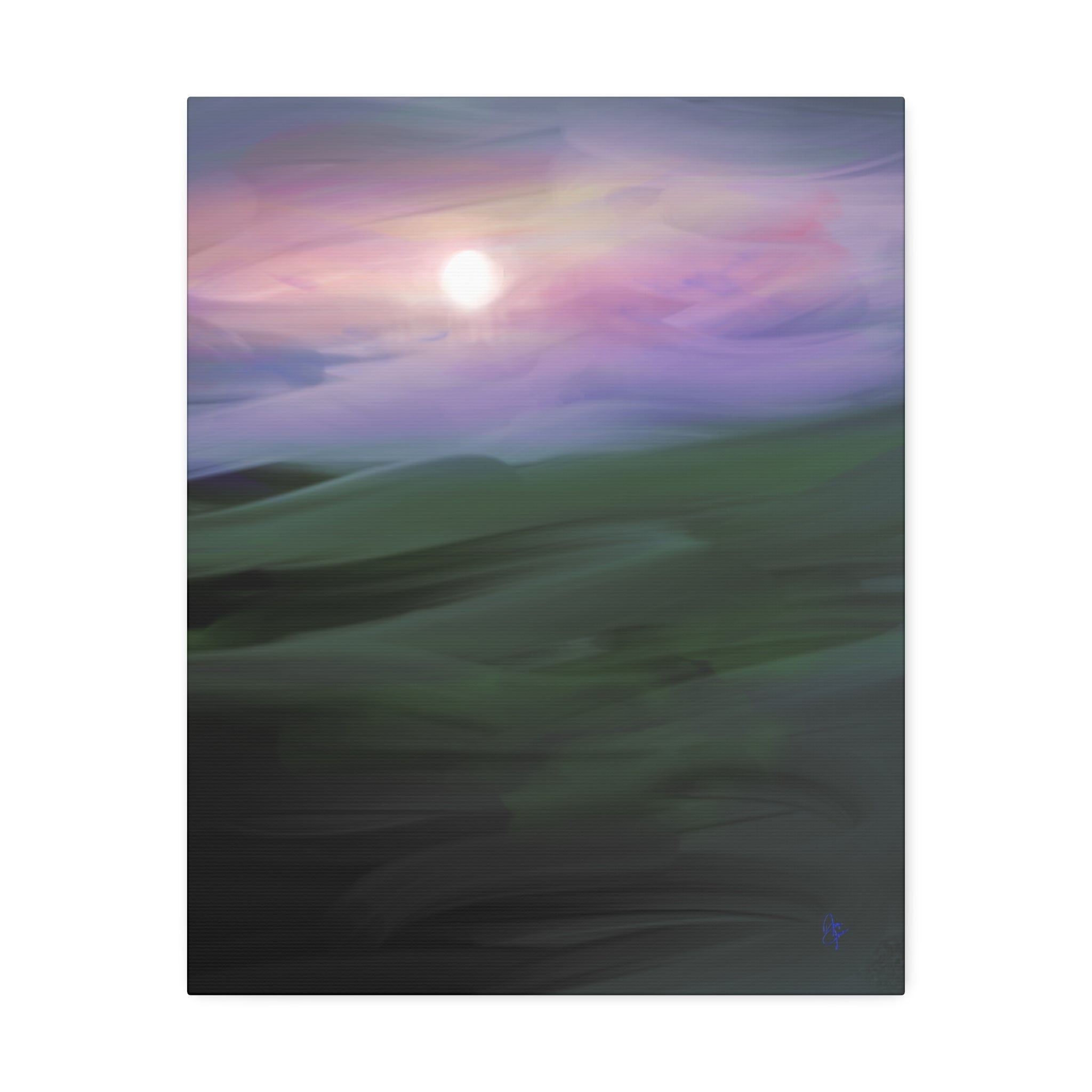 Sunrise Mist Landscape Canvas Print — Serene Pastel Wall Art