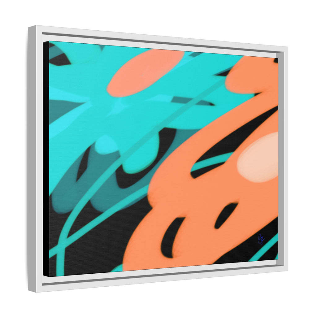 Abstract Teal & Coral Splash Framed Canvas