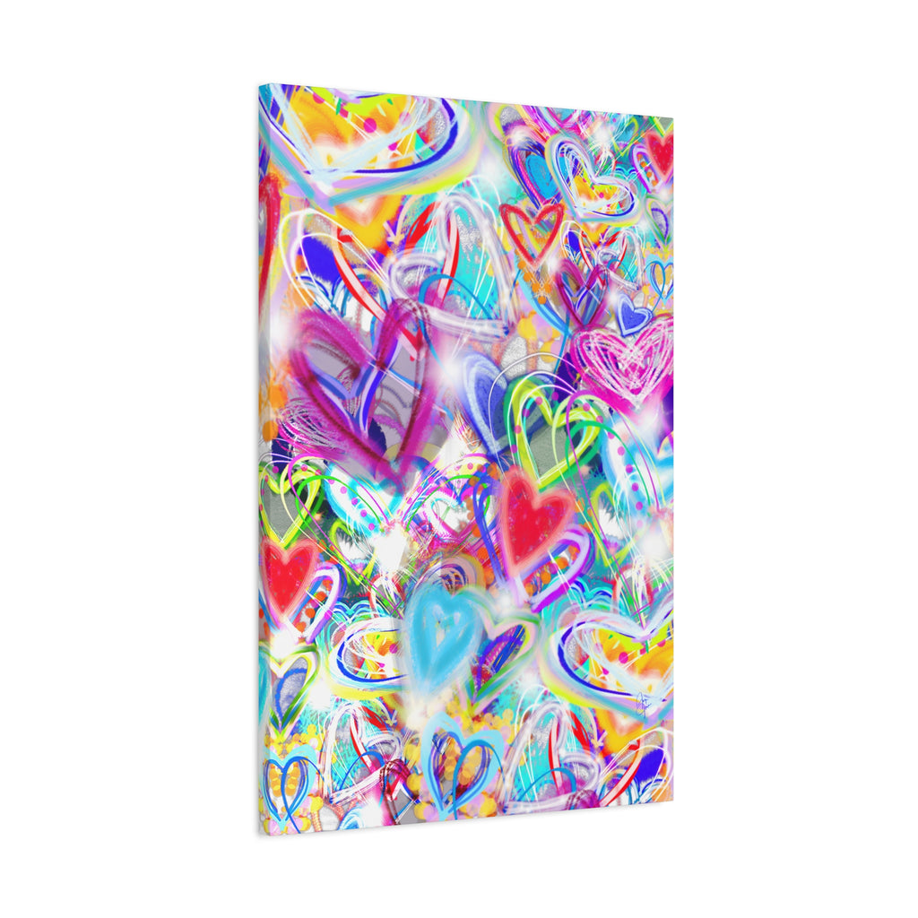 Colorful Heart Graffiti Matte Canvas