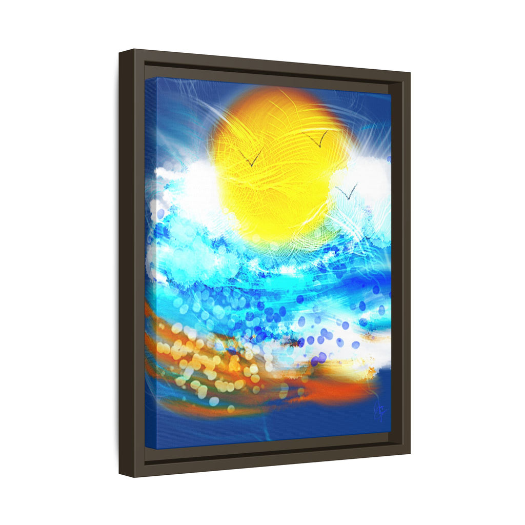 Sunshine Shore Matte Canvas Framed Wall Art — Bright Abstract Beach Print