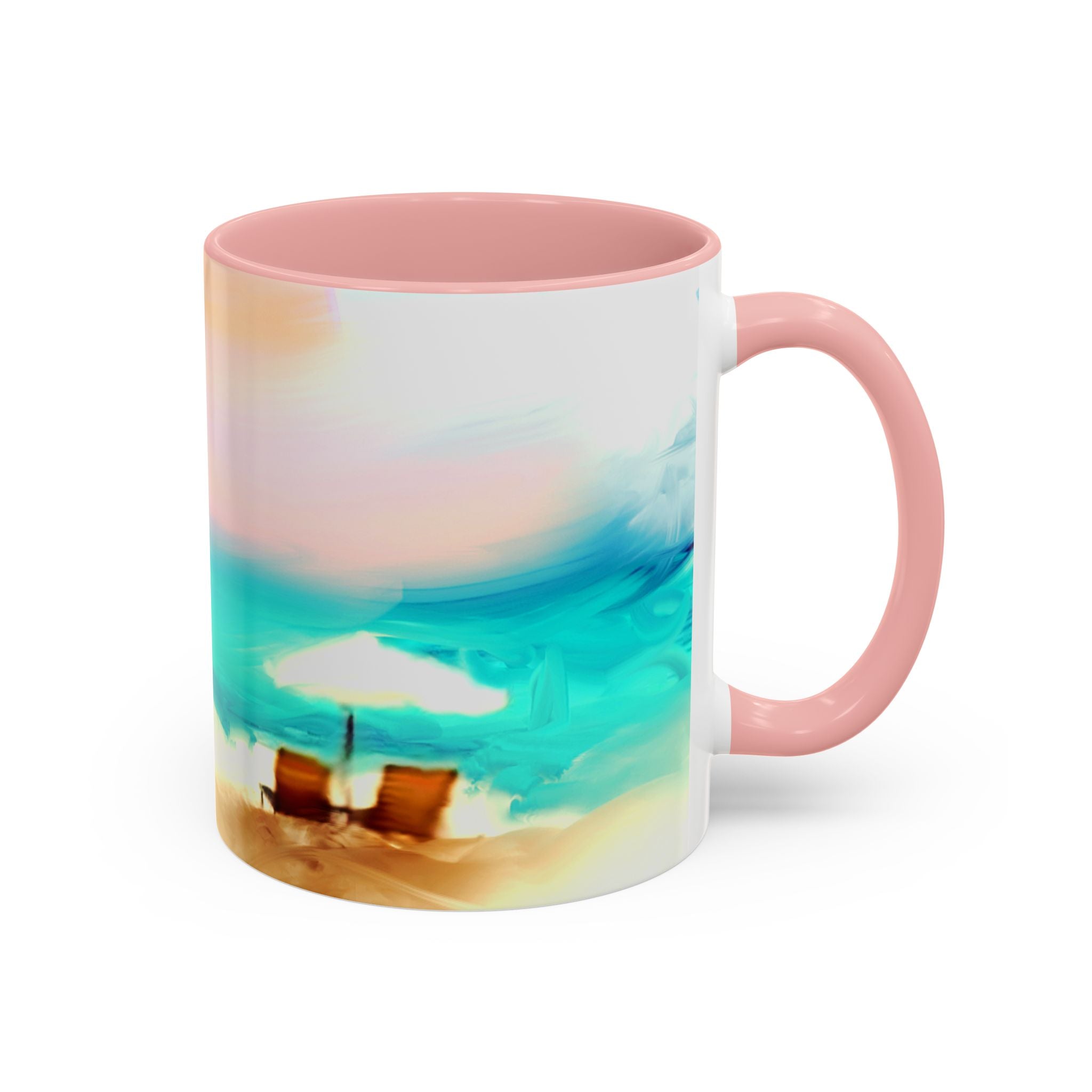 Beach Sunrise Accent Coffee Mug — Tropical Ocean Scene 11/15oz