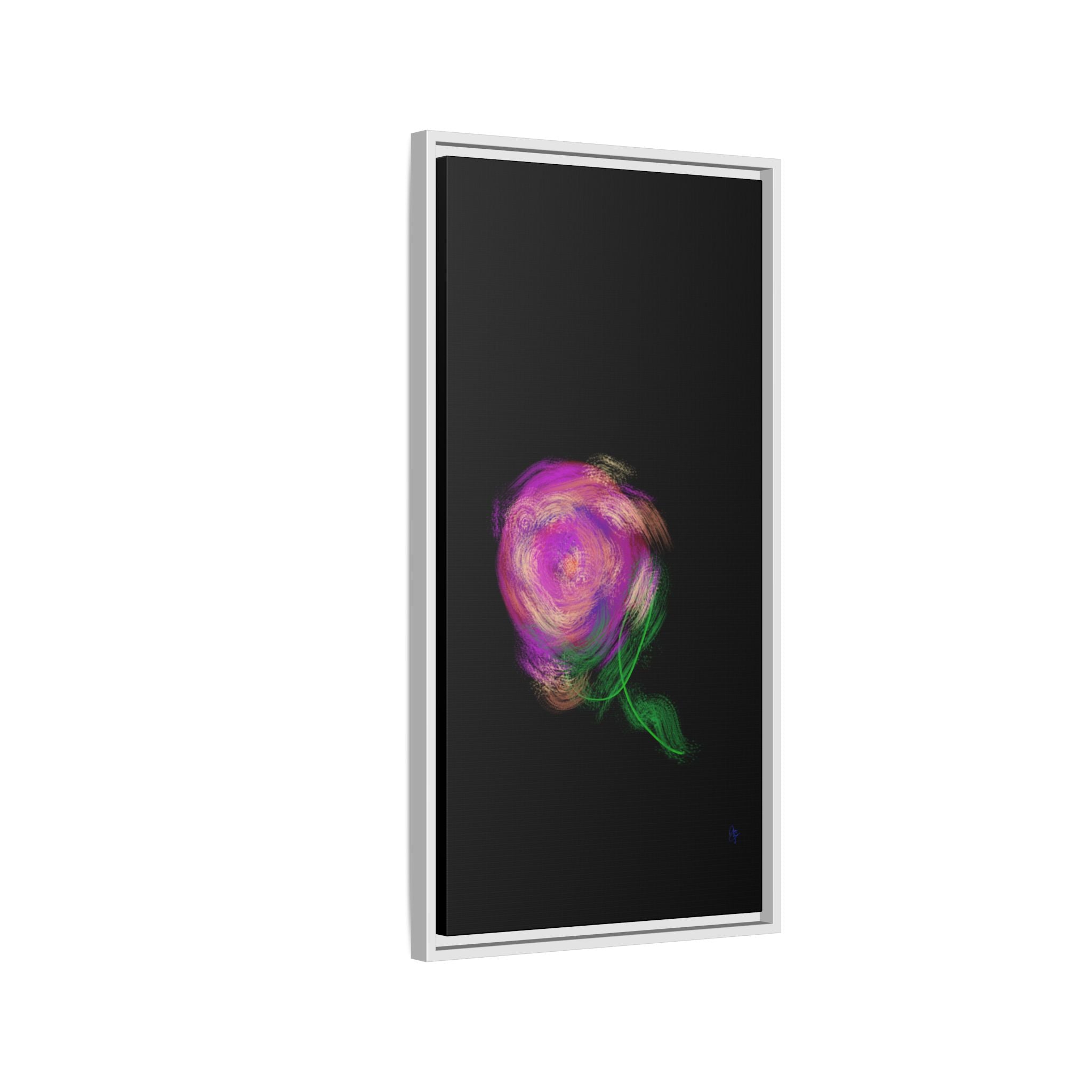 Abstract Rose Swirl Matte Framed Canvas — Multicolor Floral Wall Art