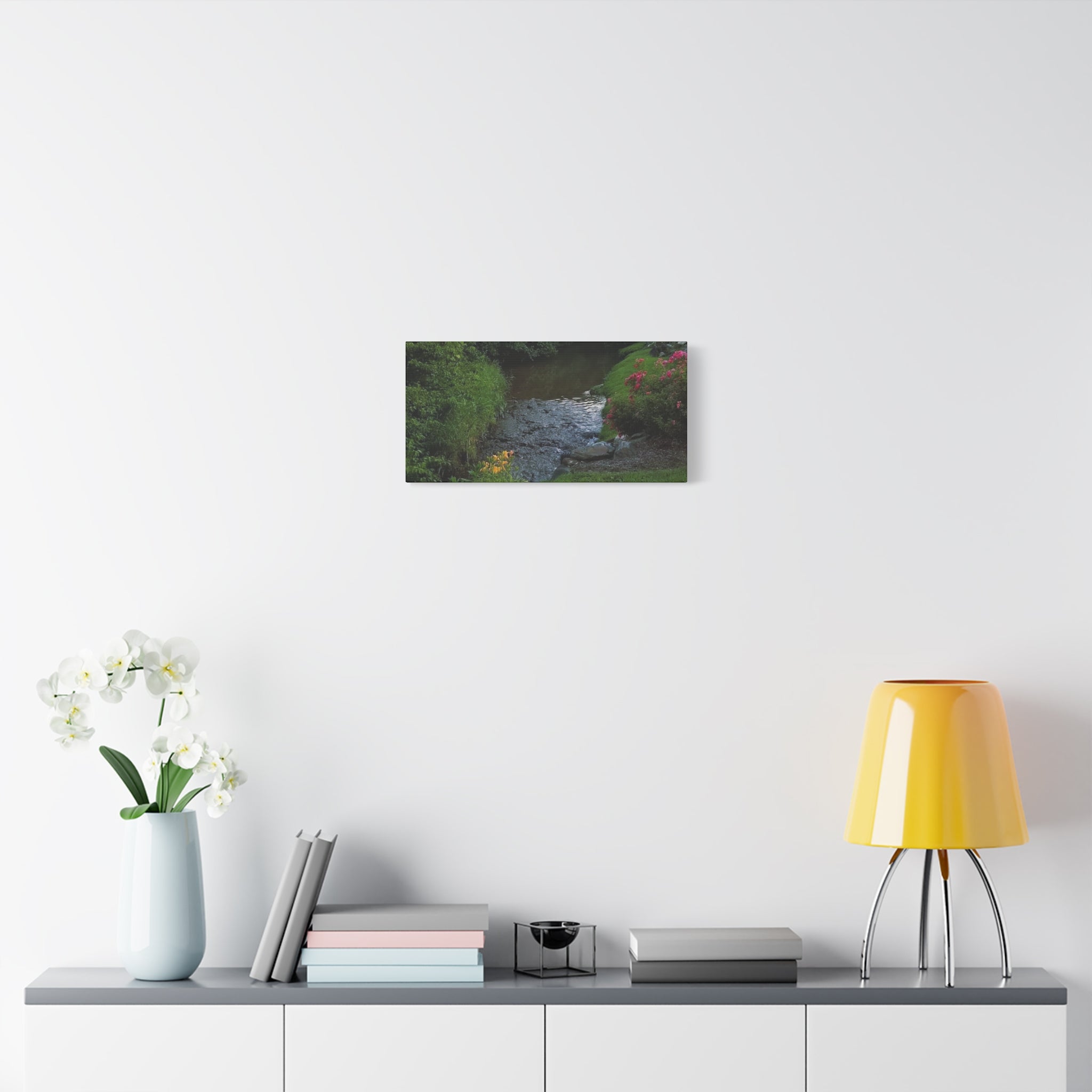 Tranquil Stream Garden — Matte Stretched Canvas Wall Art