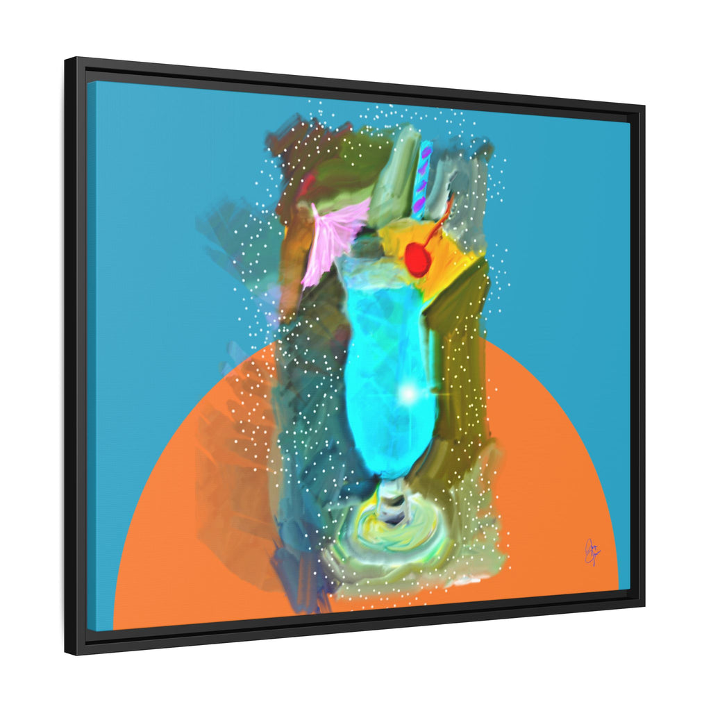 Tropical Blue Cocktail Canvas Print — Framed Matte Bar Art