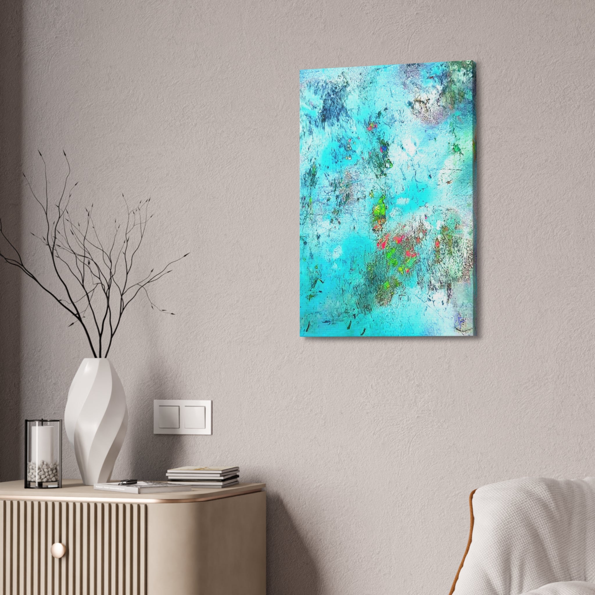 Abstract Aqua Texture Canvas