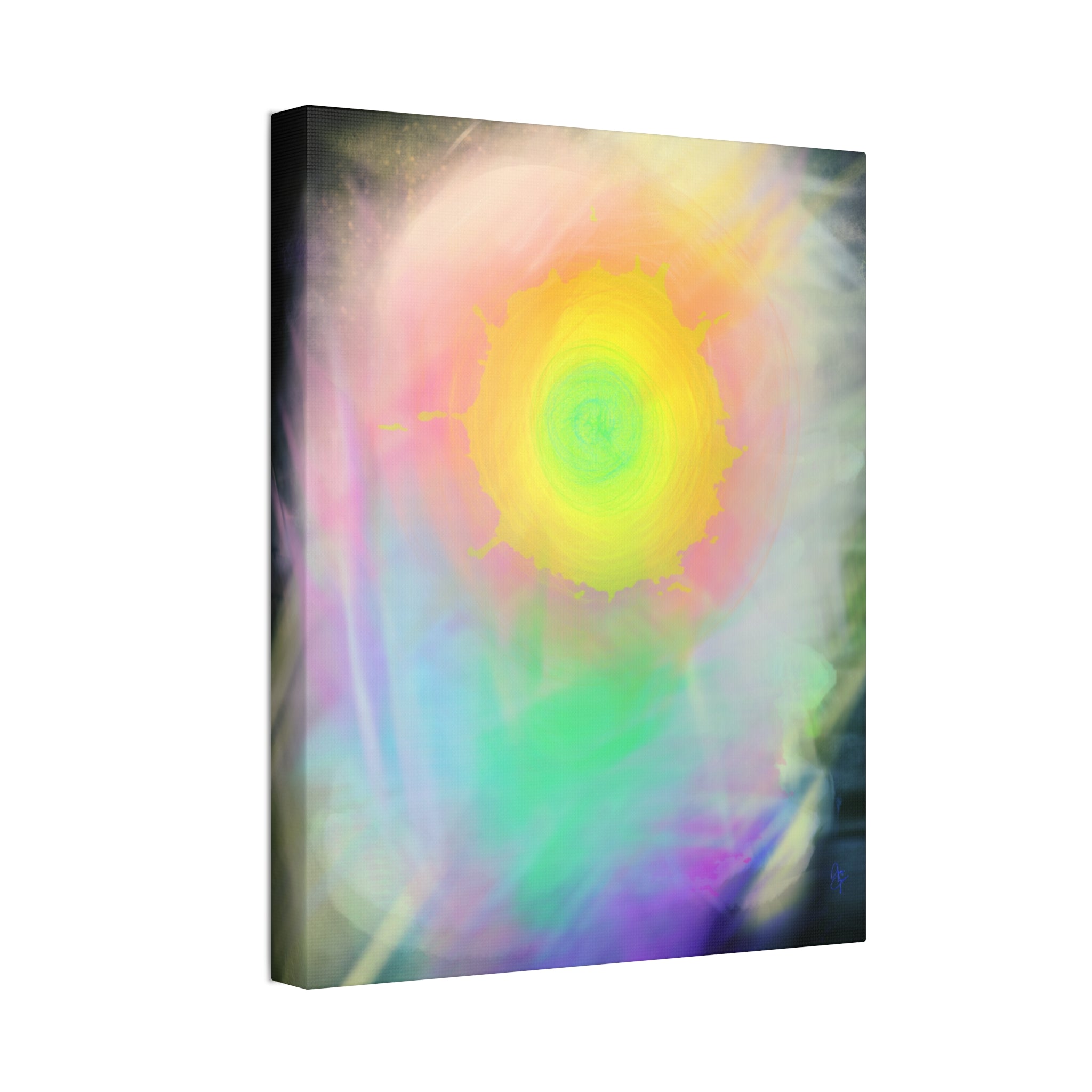 Neon Feather Canvas Stretched Wall Art