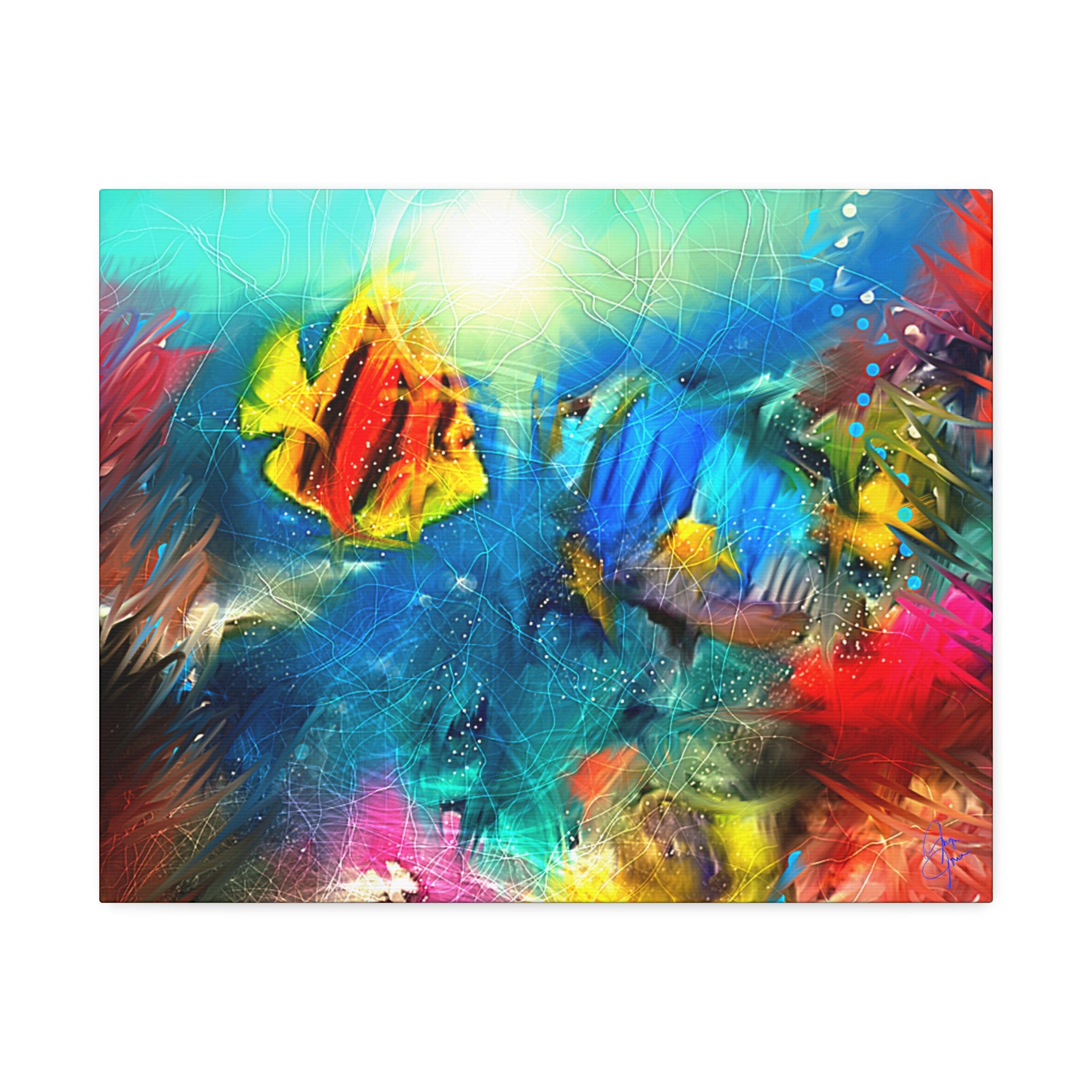 Abstract Tropical Fish Canvas – Colorful Ocean Wall Art (Stretched 1.5")