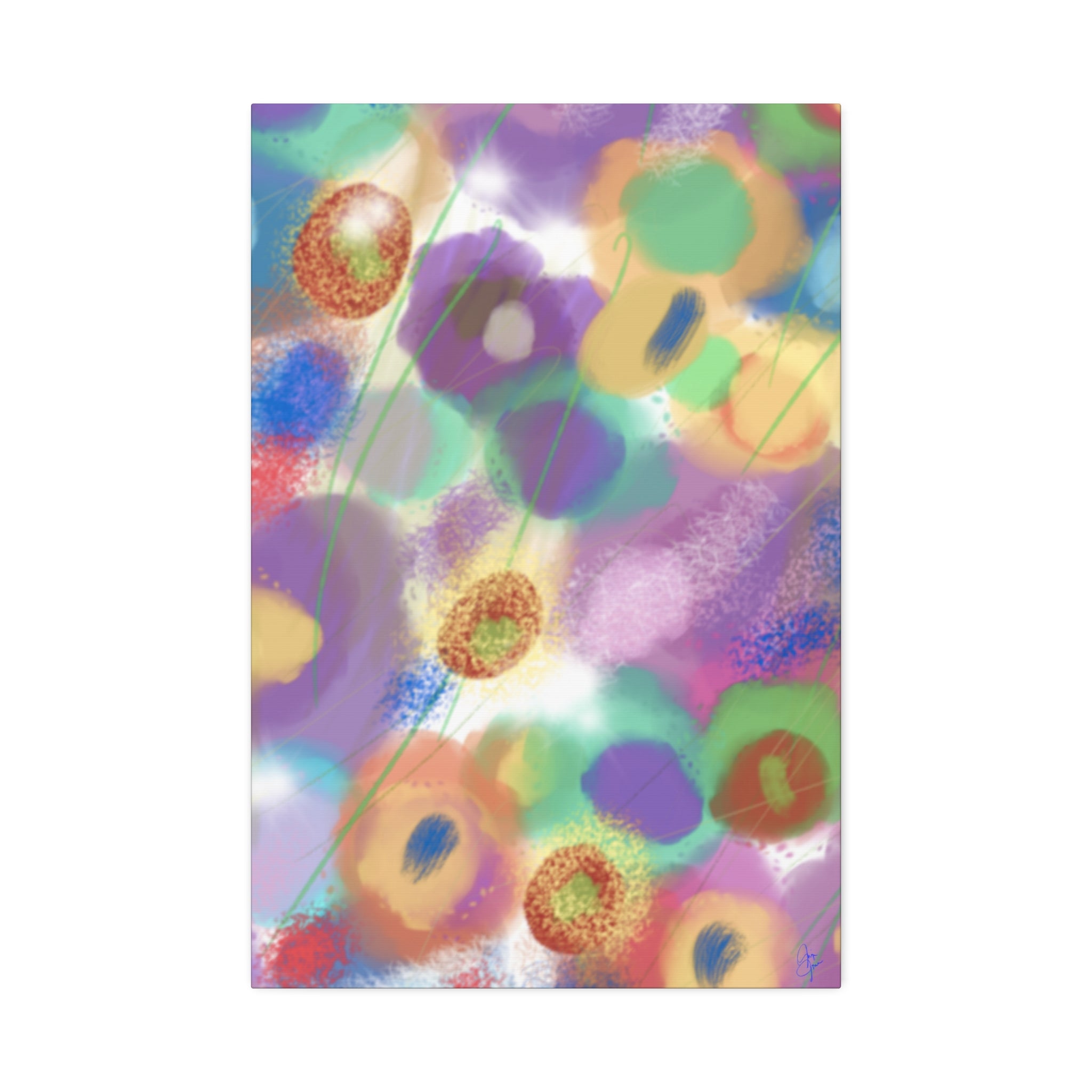 Abstract Pastel Floral Canvas Art — Colorful Stretched Wall Decor