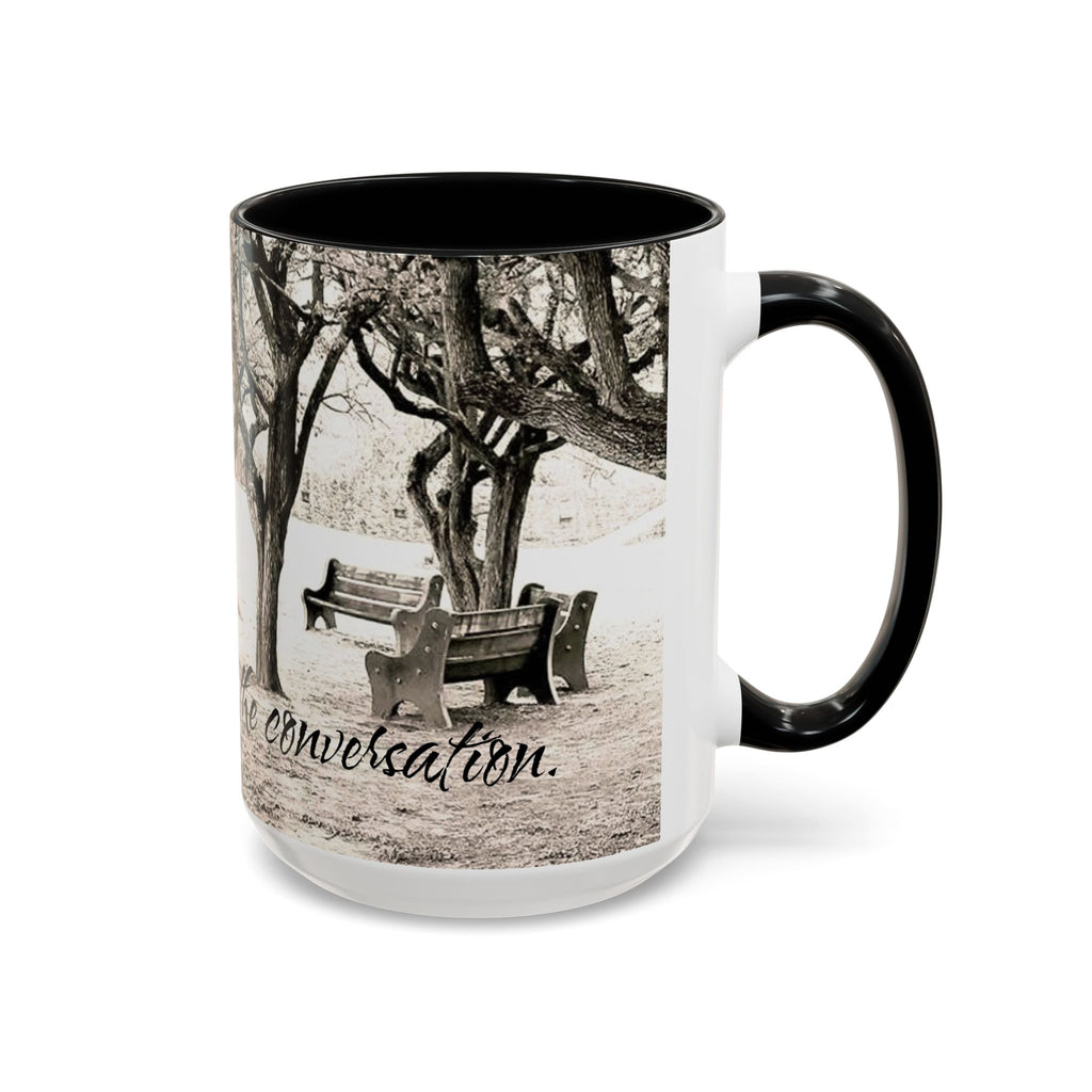 Conversation Bench Coffee Mug — 'I'll Join the Conversation' Accent Ceramic Mug