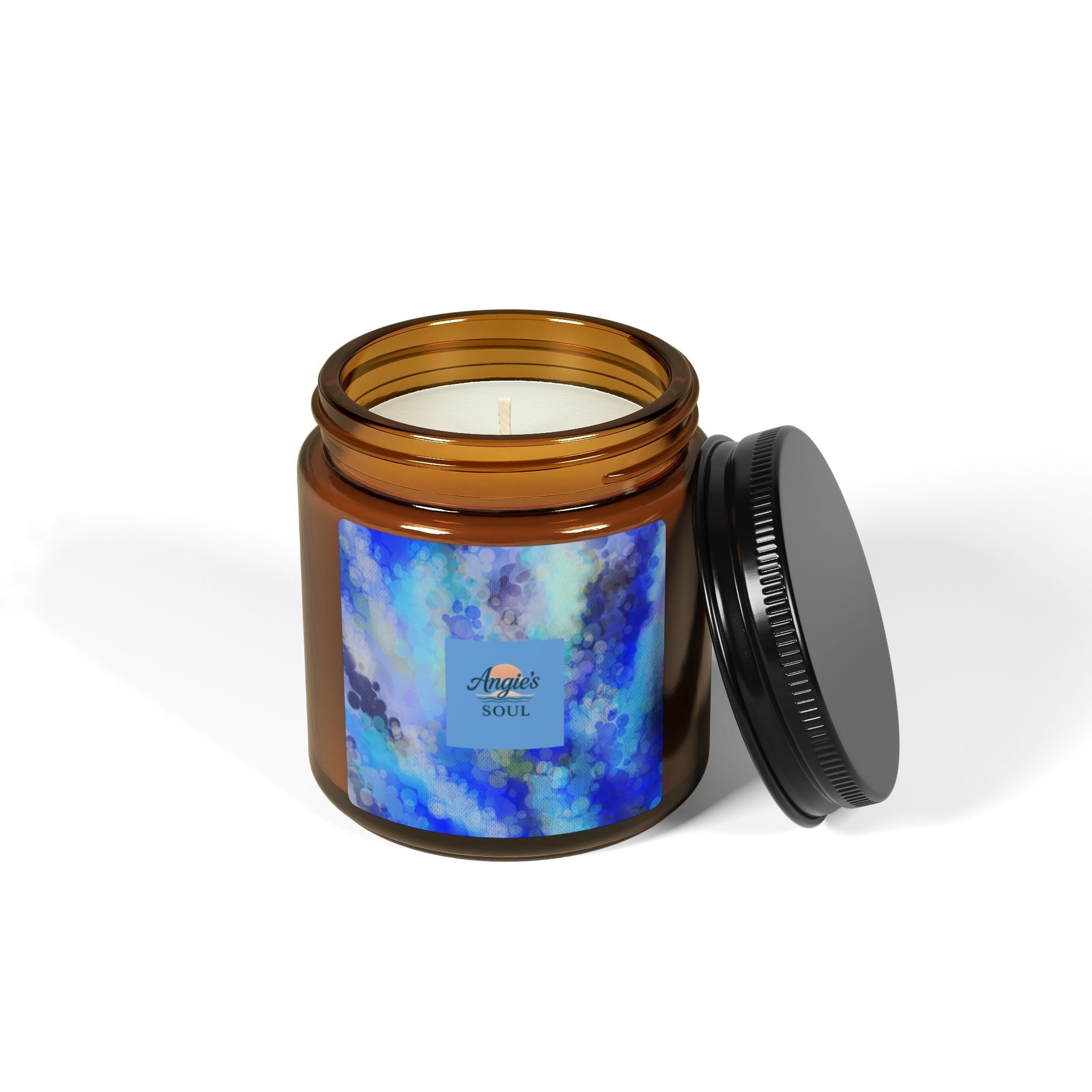 Blue Serenity Soy Candle — Scented Amber Jar (Multi-Size)