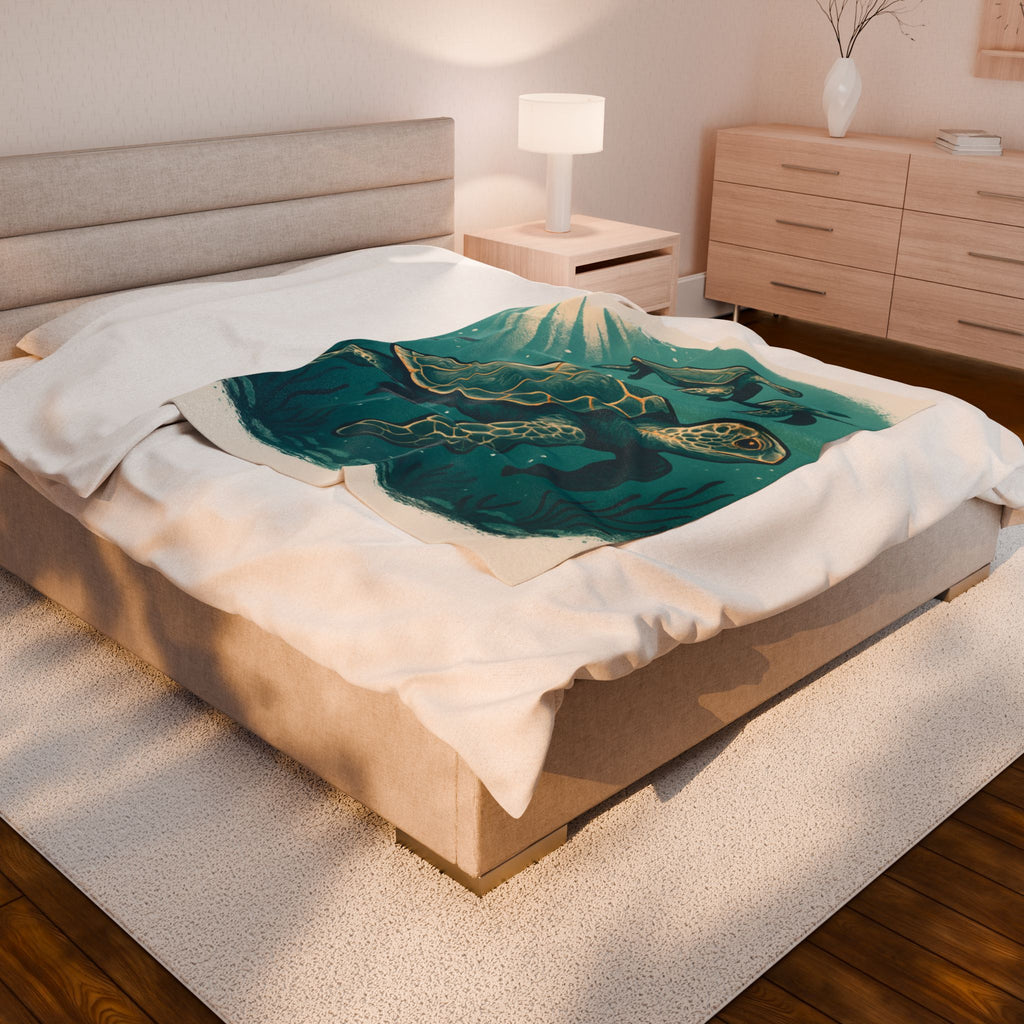 Sea Turtle Velveteen Plush Blanket - Cozy Ocean-Inspired Home Decor 1