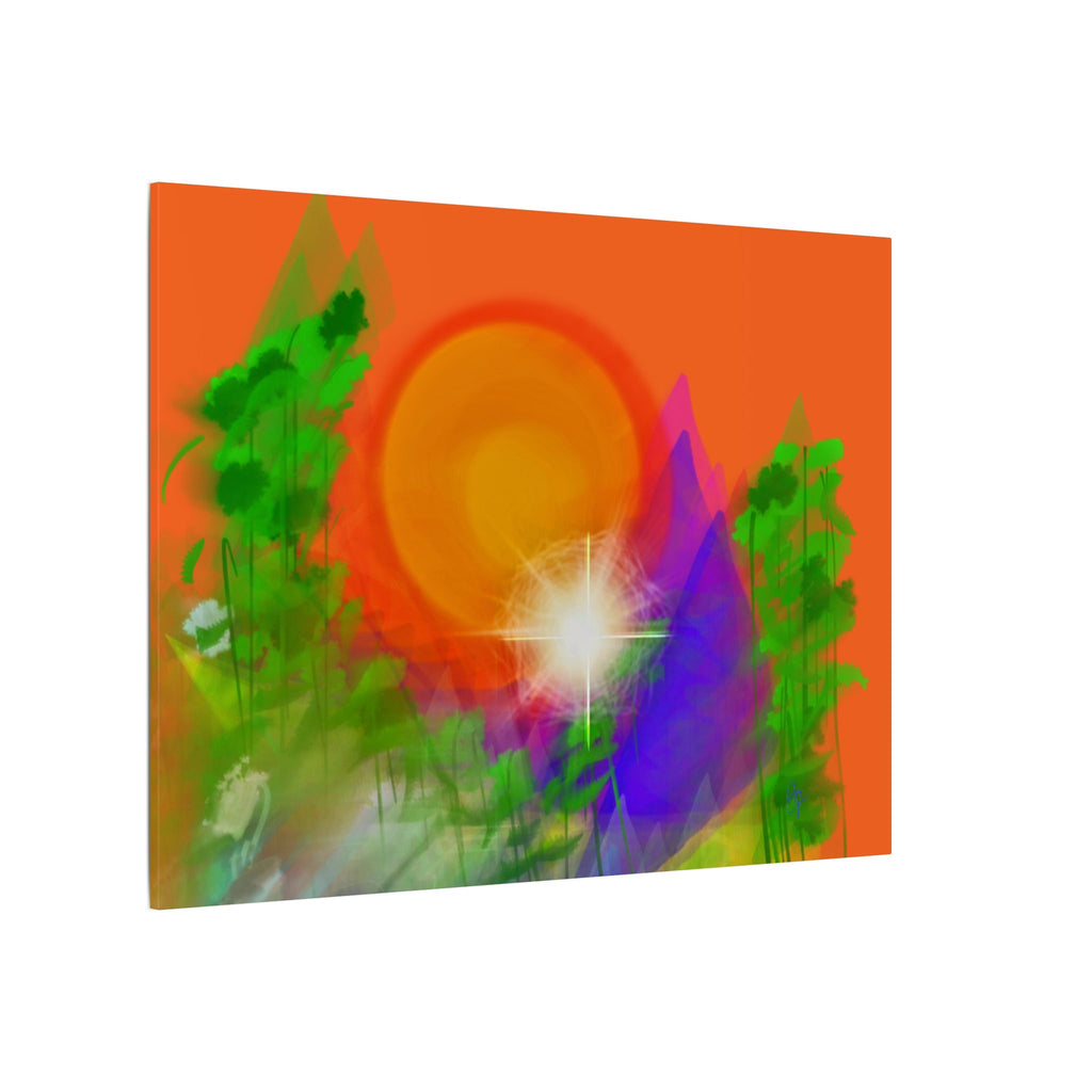 Sunburst Forest Matte Canvas Wall Art — Abstract Nature Landscape