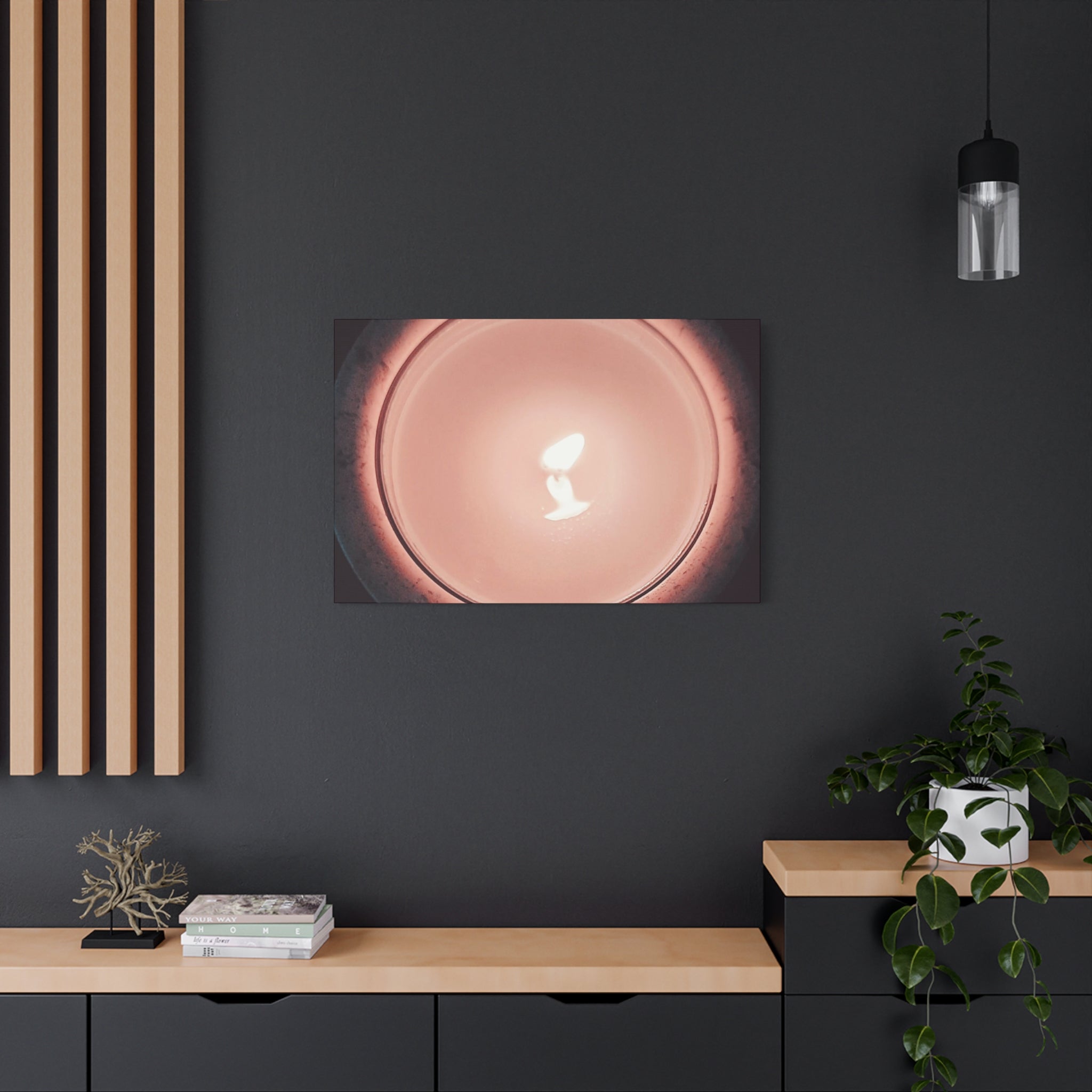 Candle Flame Matte Canvas Wall Art — Warm Glow Minimalist Home Decor