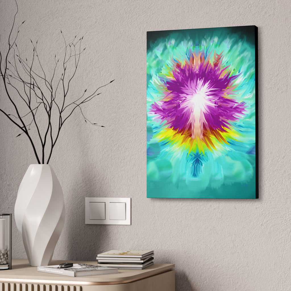 Abstract Radiant Burst Canvas - Vibrant Purple Floral Wall Art (Stretched 1.5")