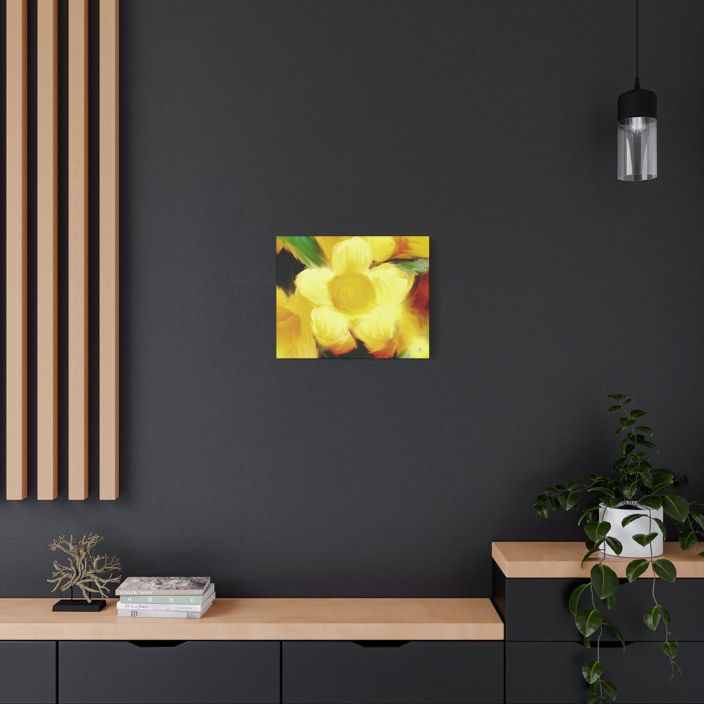 Yellow Floral Canvas Wall Art – Bright Sunflower-Style Painting, Matte Stretched Print