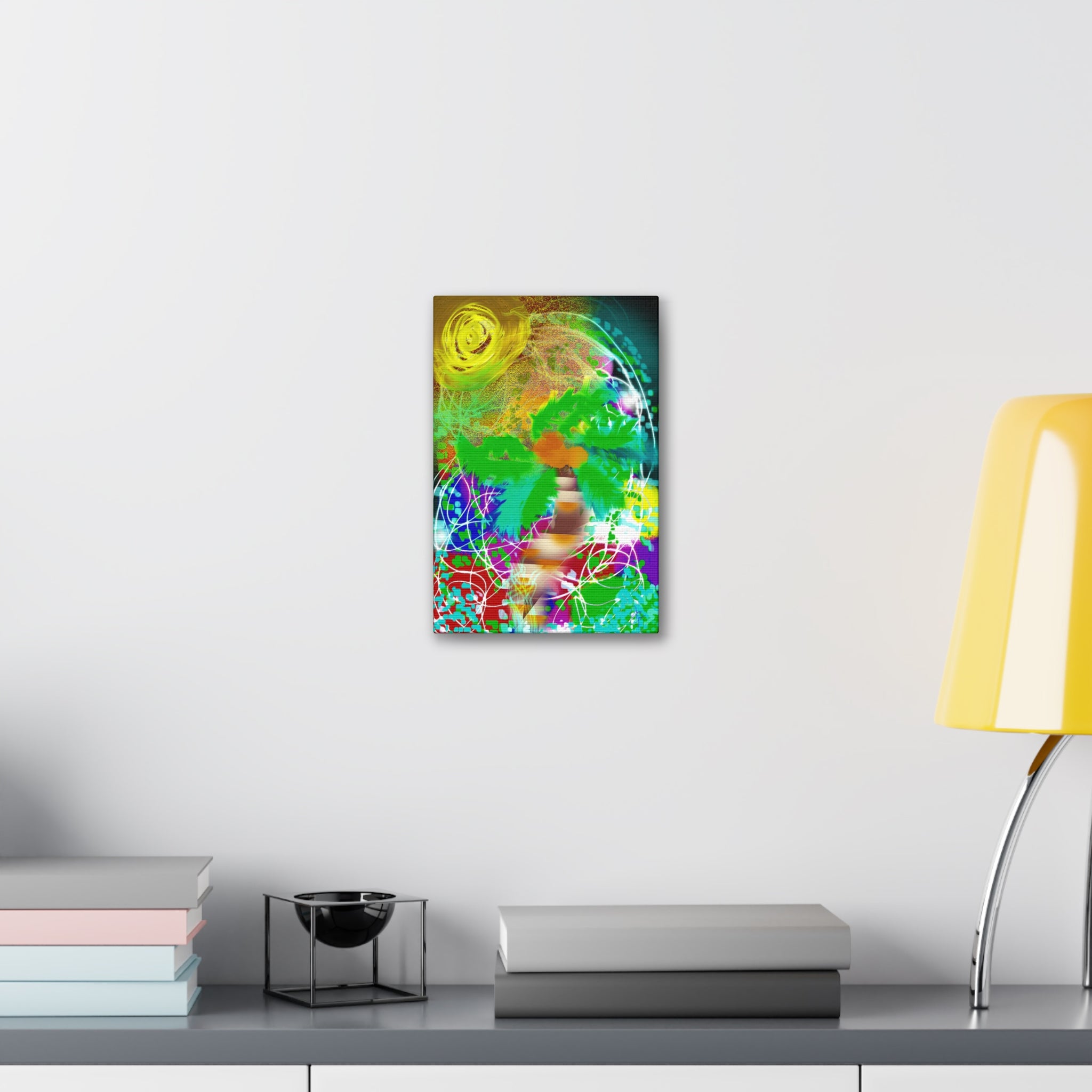 Tropical Abstract Canvas Print — Colorful Palm Tree Wall Art Stretched 1.5"