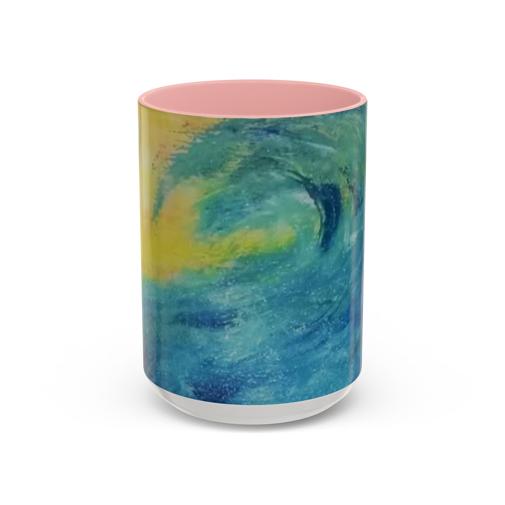 Ocean Wave Art Coffee Mug — Blue/Teal Abstract Accent Mug (11/15oz)