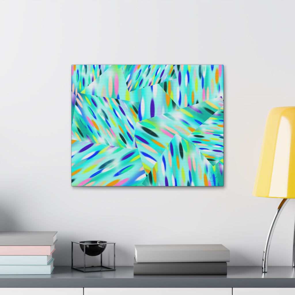 Abstract Aqua Canvas Print — Turquoise Geometric Art on Stretched 1.5" Canvas