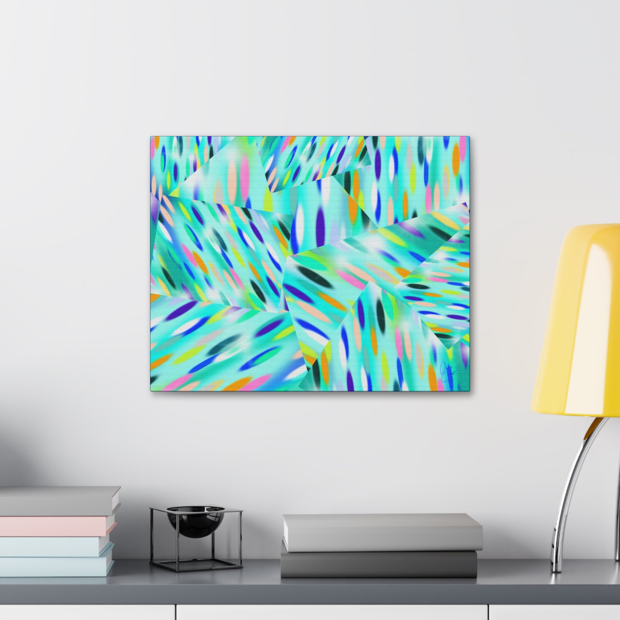 Abstract Aqua Canvas Print — Turquoise Geometric Art on Stretched 1.5" Canvas