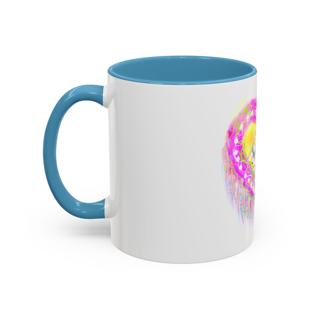 Pink Heart Floral Coffee Mug — Cute Pastel Accent Mug with Daisy Heart Design