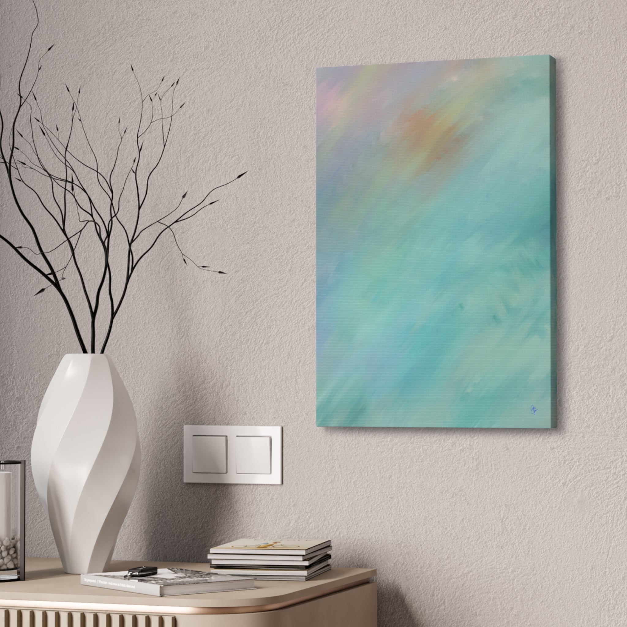 Abstract Teal Watercolor Canvas Print — Stretched 1.5" Edge