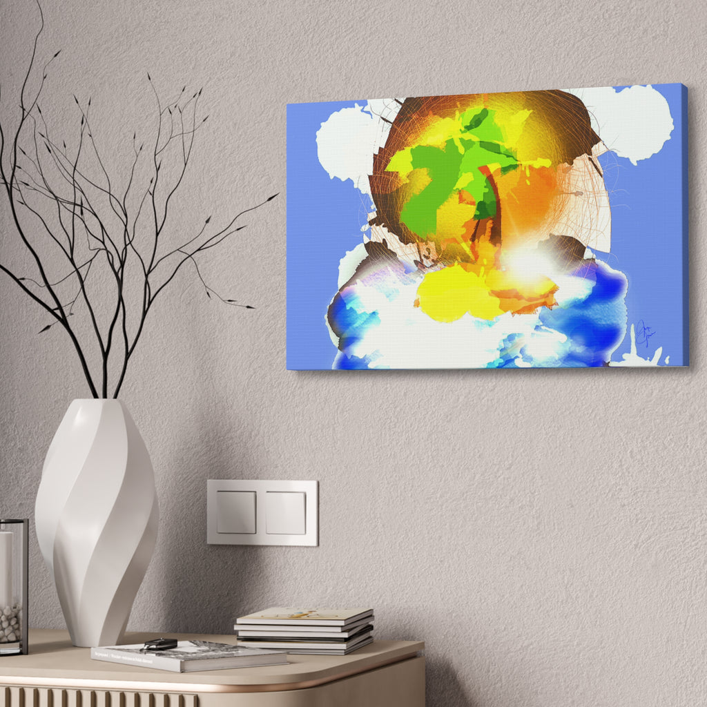 Abstract Sunrise Landscape Canvas — Vibrant Tropical Art on Stretched 1.5" Frame