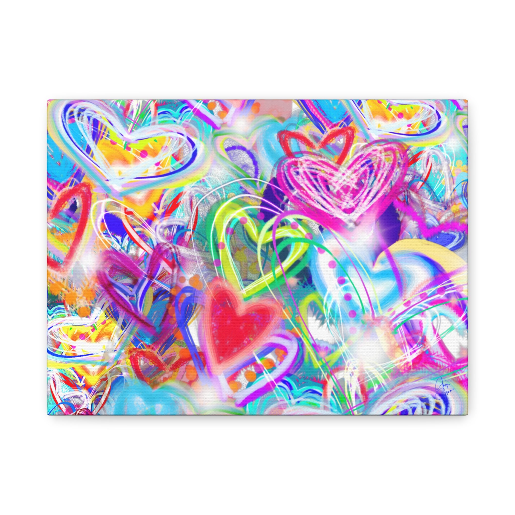 Colorful Heart Graffiti Matte Canvas
