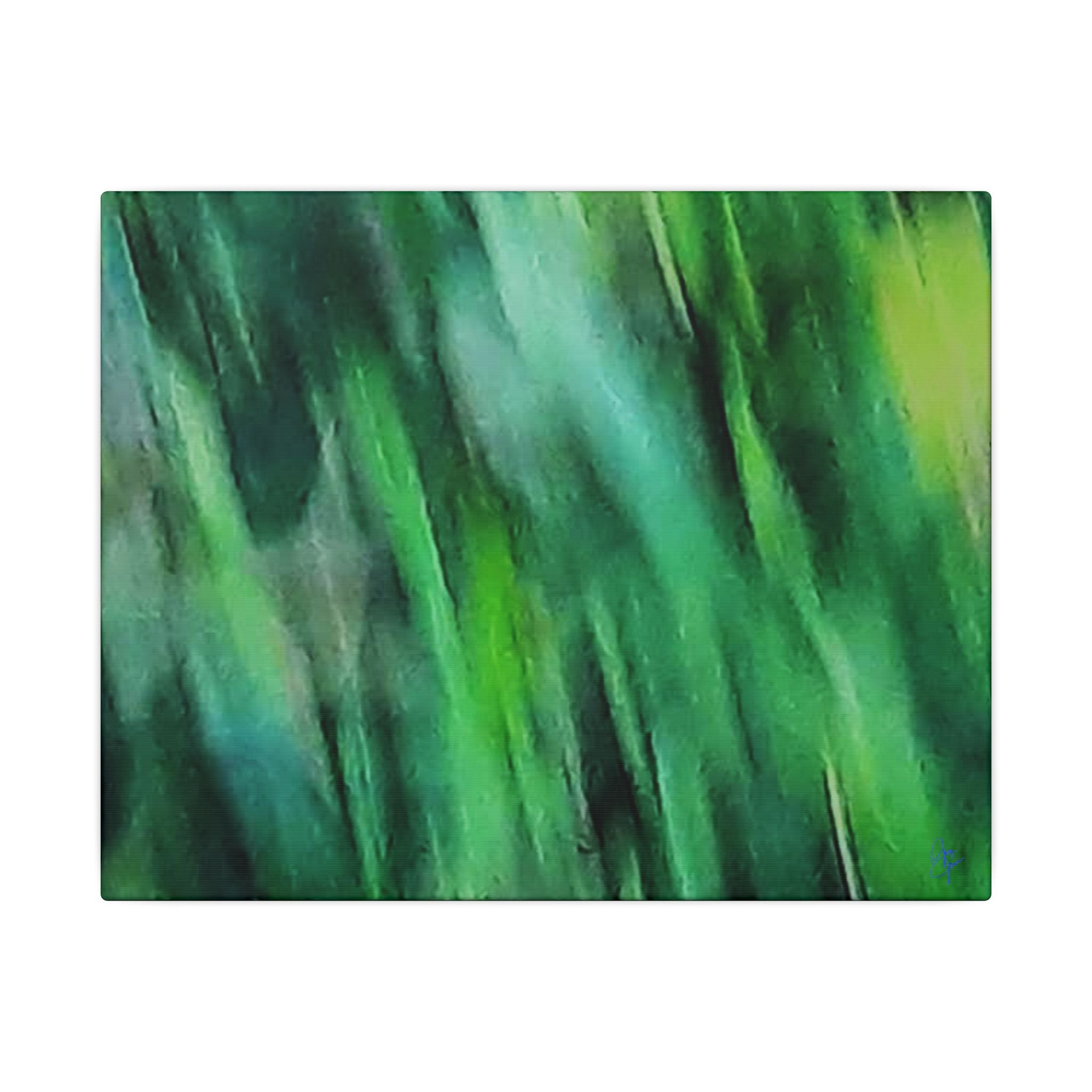 Green Abstract Blur Canvas Wall Art — Vibrant Nature-Inspired Matte Print