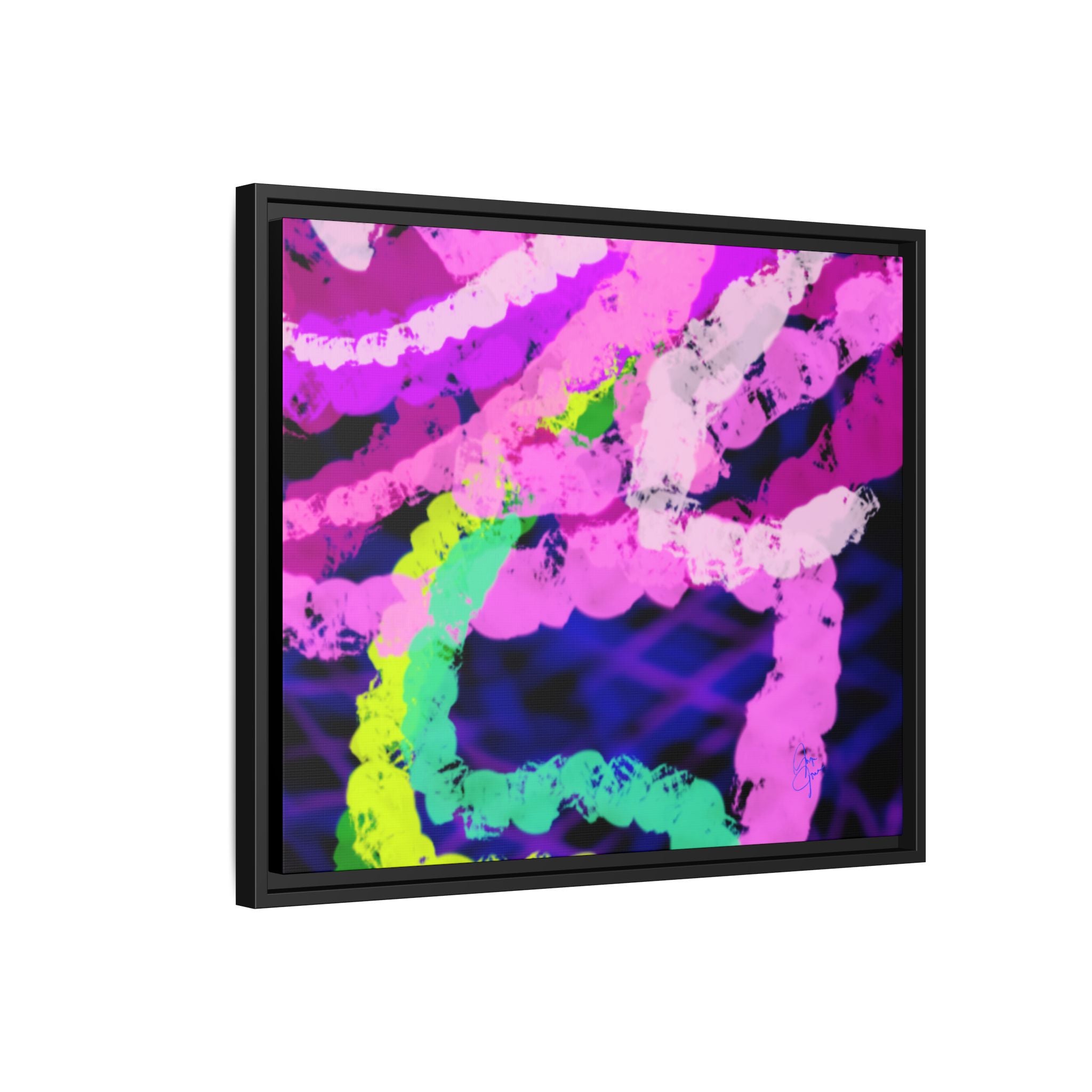 Framed Matte Canvas - Neon Rose Abstract Wall Art