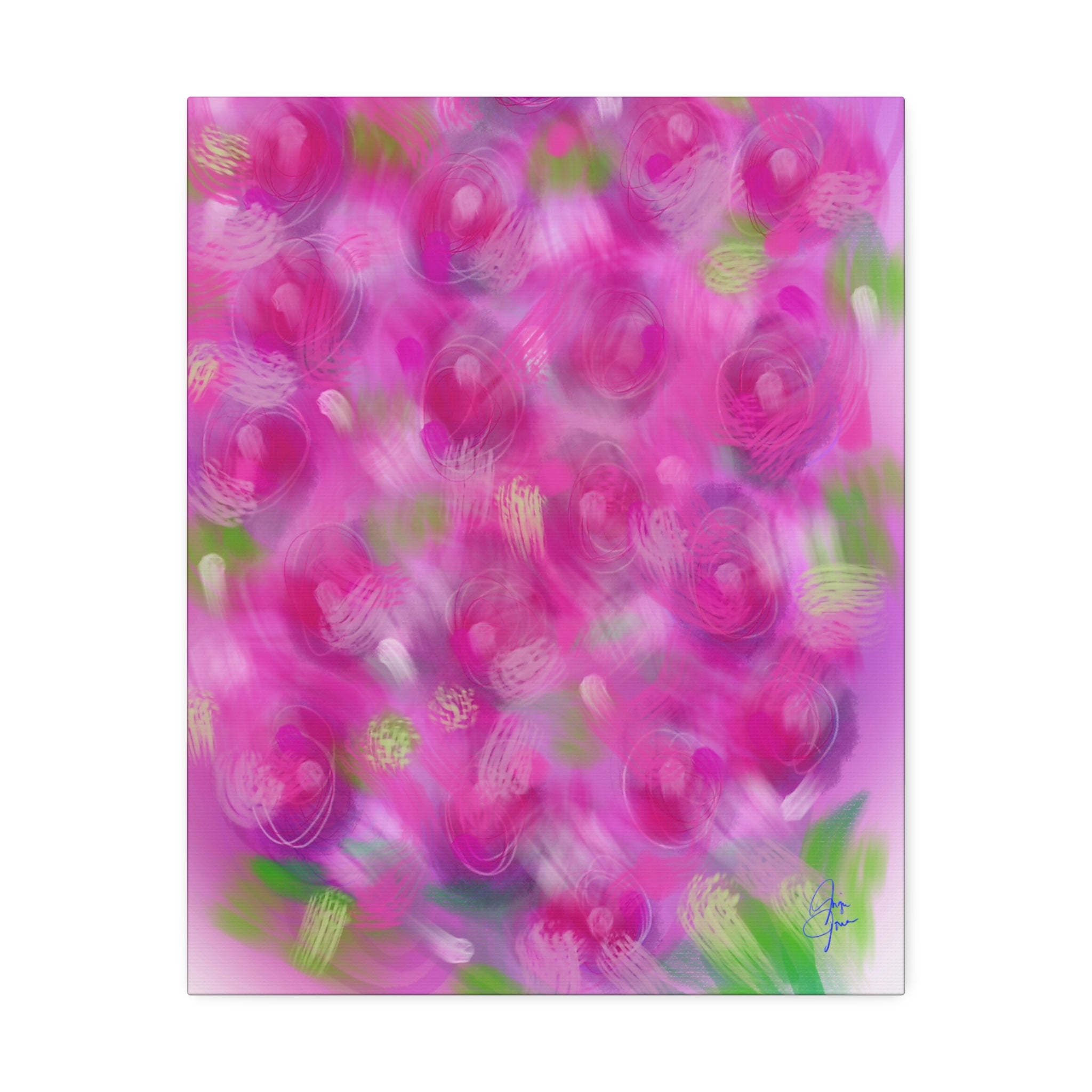 Pink Floral Abstract Canvas Print — Stretched 1.5" Wall Art