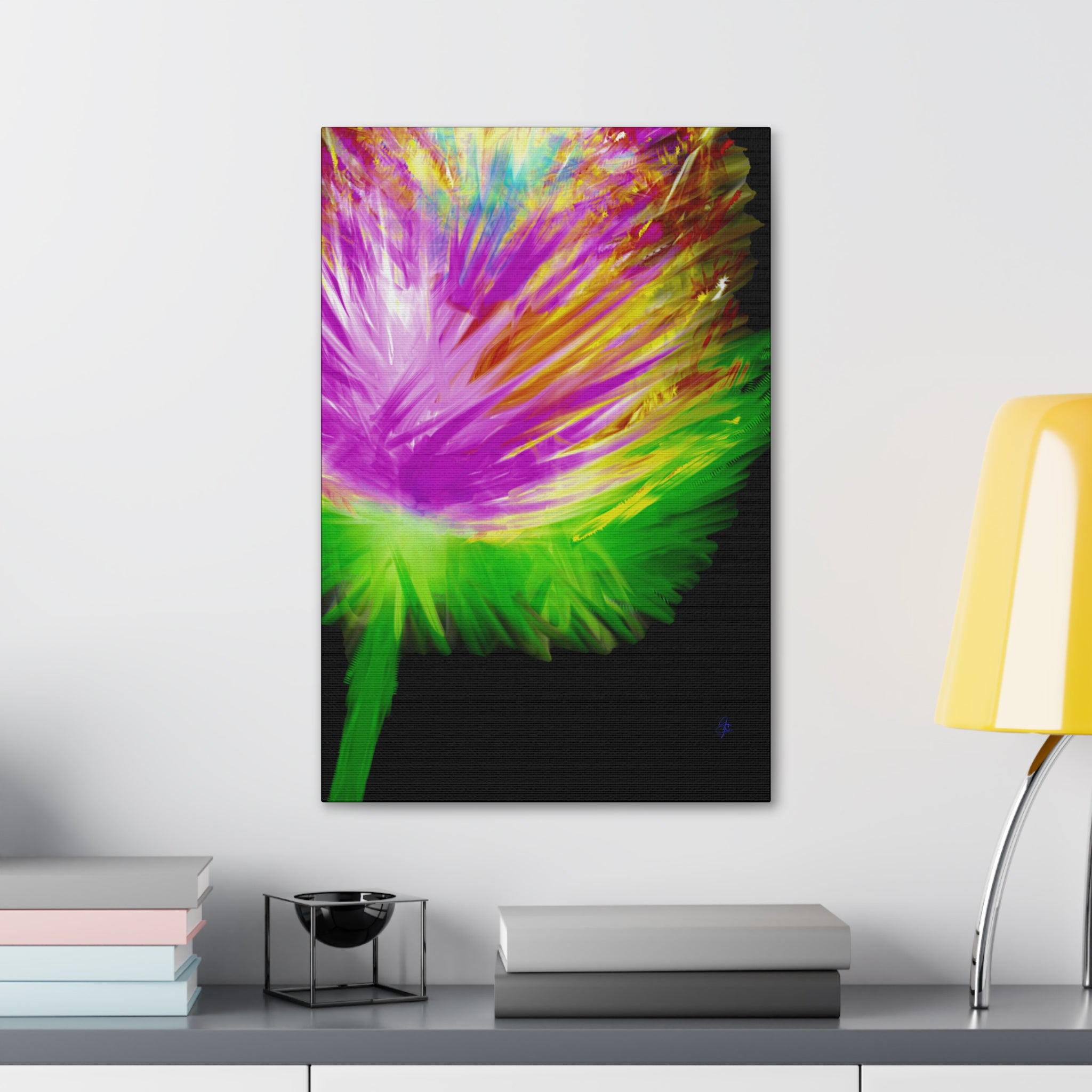 Vibrant Abstract Feather Canvas — Colorful Modern Wall Art (1.5" Stretched)