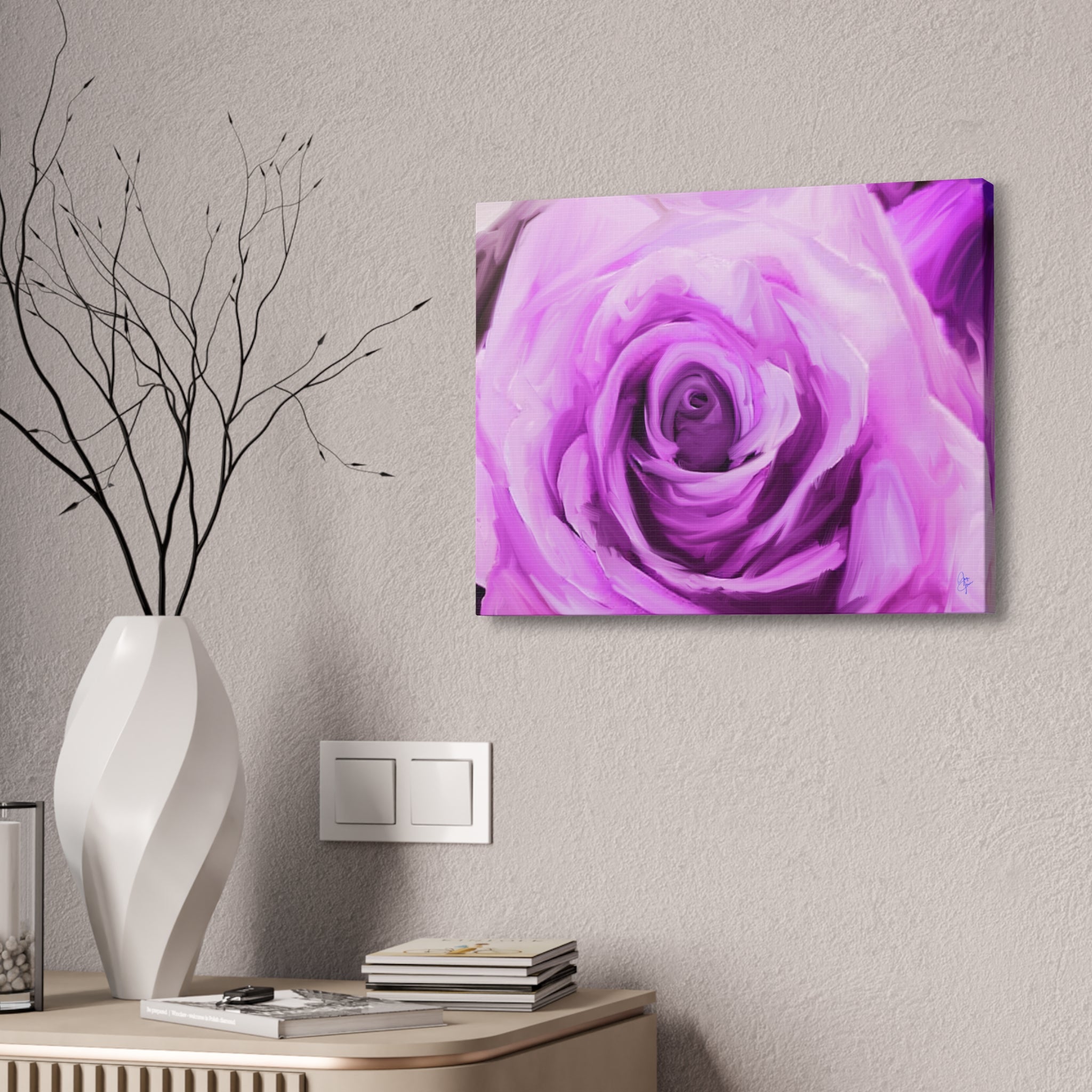 Lavender Rose Abstract Canvas Print — Stretched 1.5" Wall Art